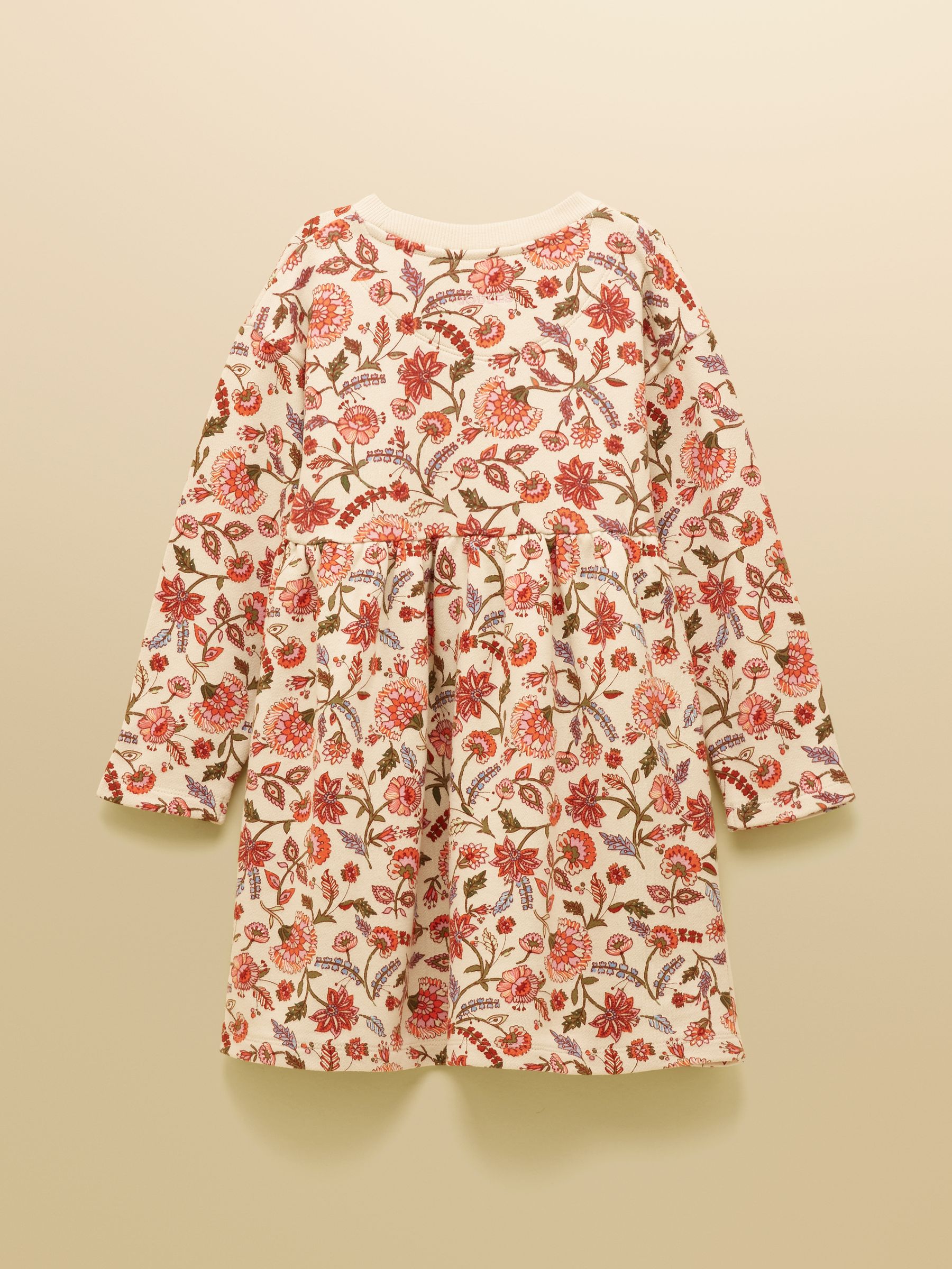 Girls' Emma Cream Floral Long Sleeve Sweater Dress - Image 2 of 5 Girls' Emma Cream Floral Long Sleeve Sweater Dress - Image 2 of 5