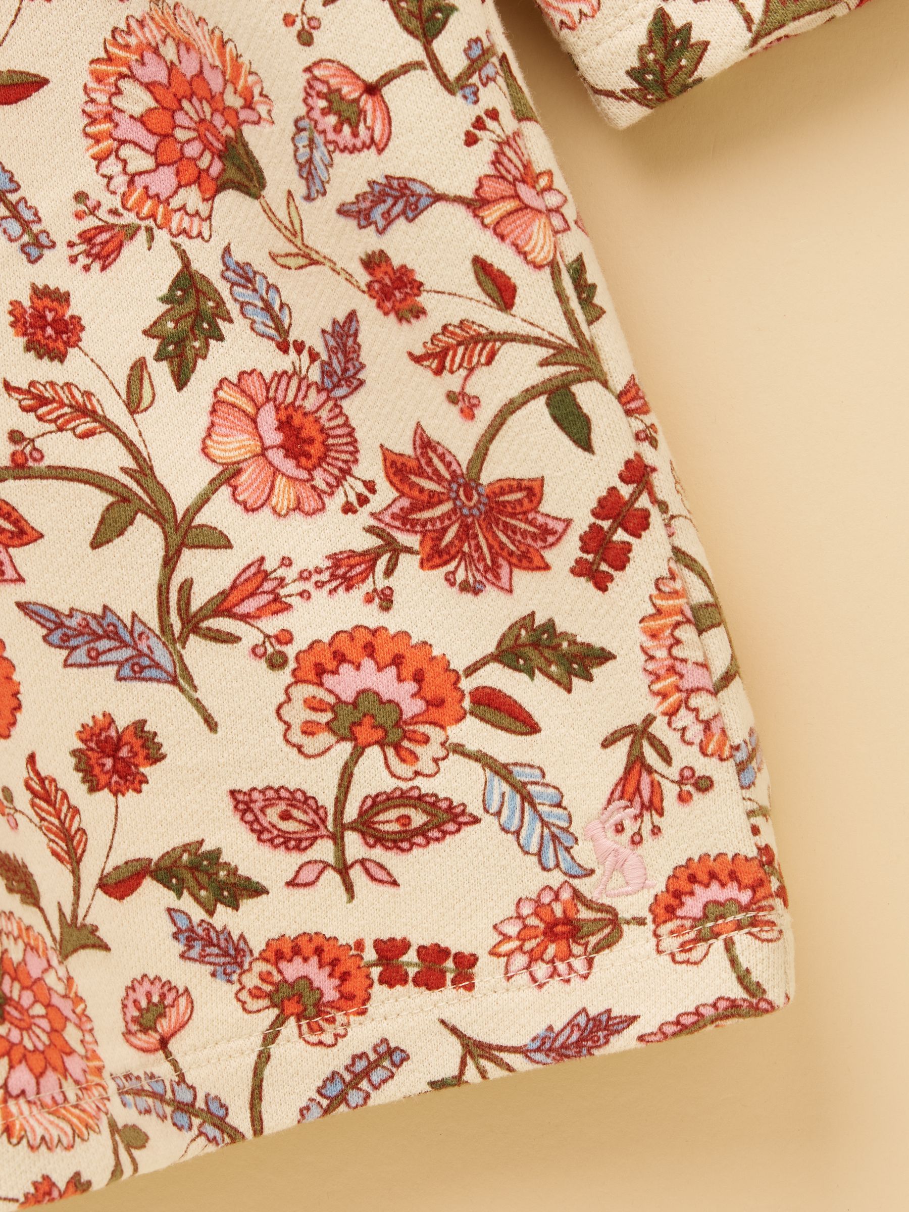 Girls' Emma Cream Floral Long Sleeve Sweater Dress - Image 3 of 5