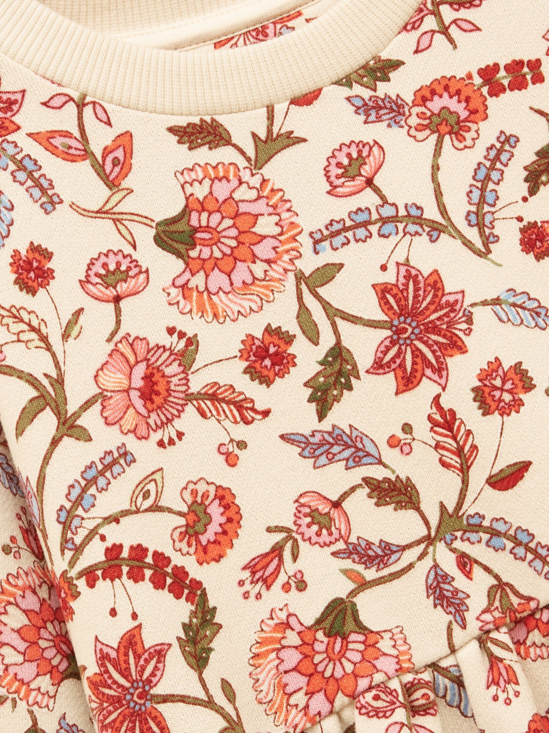 Girls' Emma Cream Floral Long Sleeve Sweater Dress - Image 4 of 5