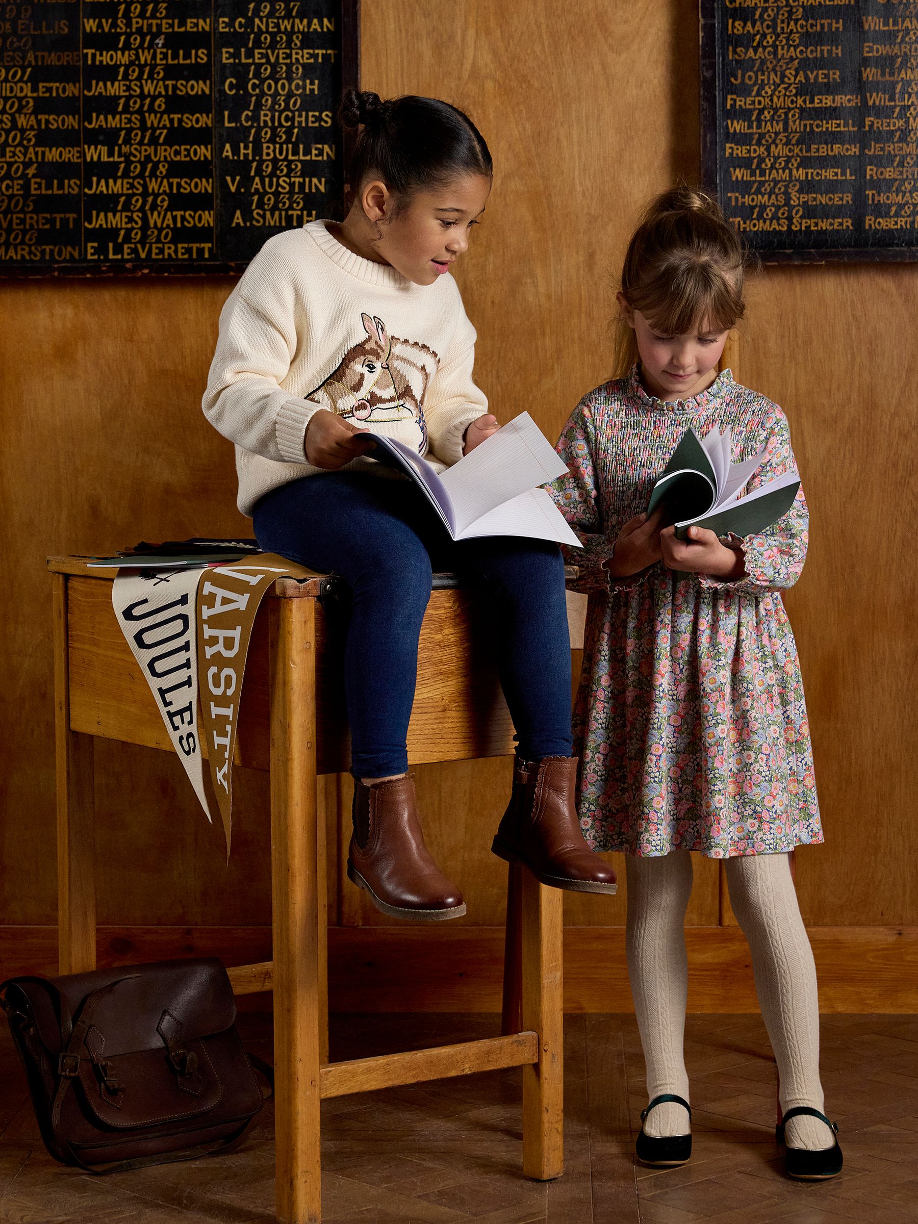 Girls' Gracie Multi Ditsy Shirred Long Sleeved Printed Jersey Dress - Image 3 of 8