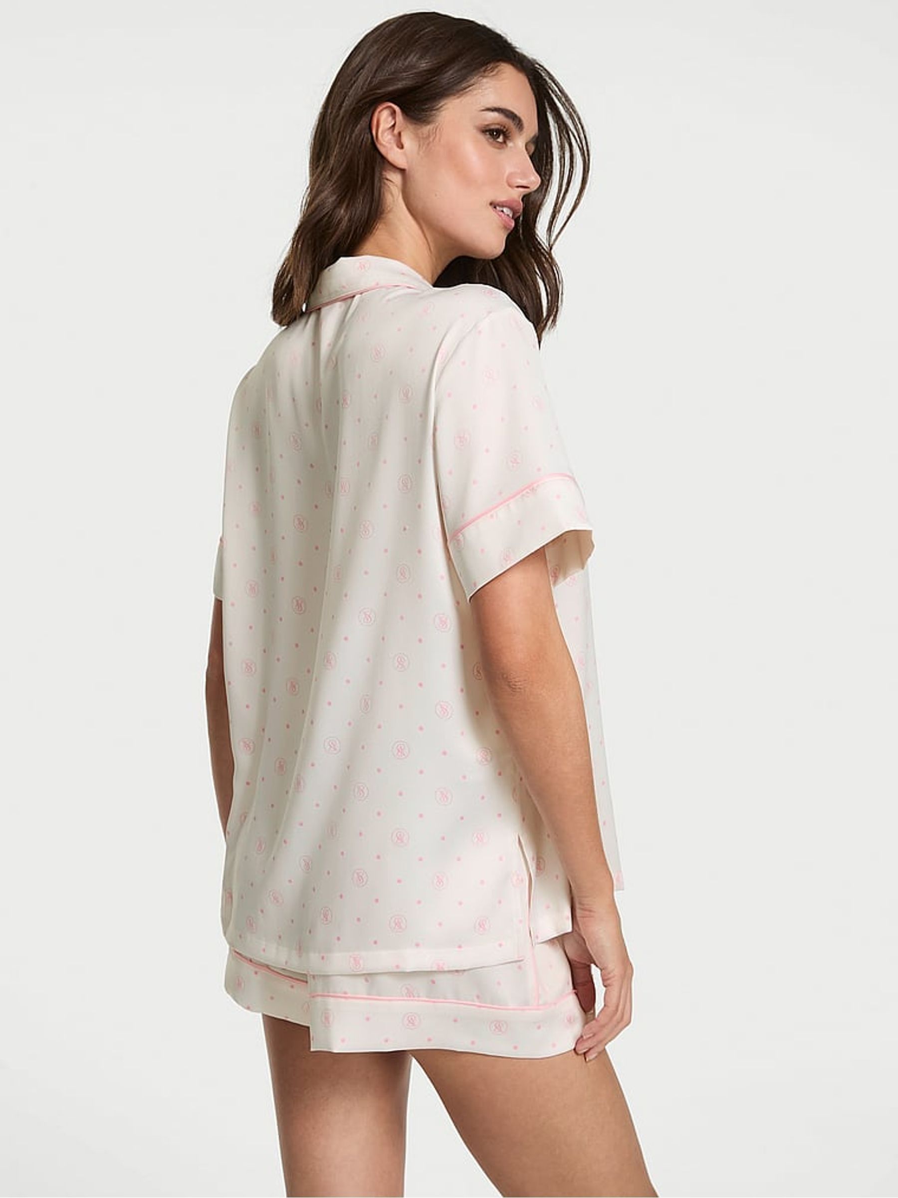 White Lockup Dot Satin Short Pyjama Set - Image 2 of 2
