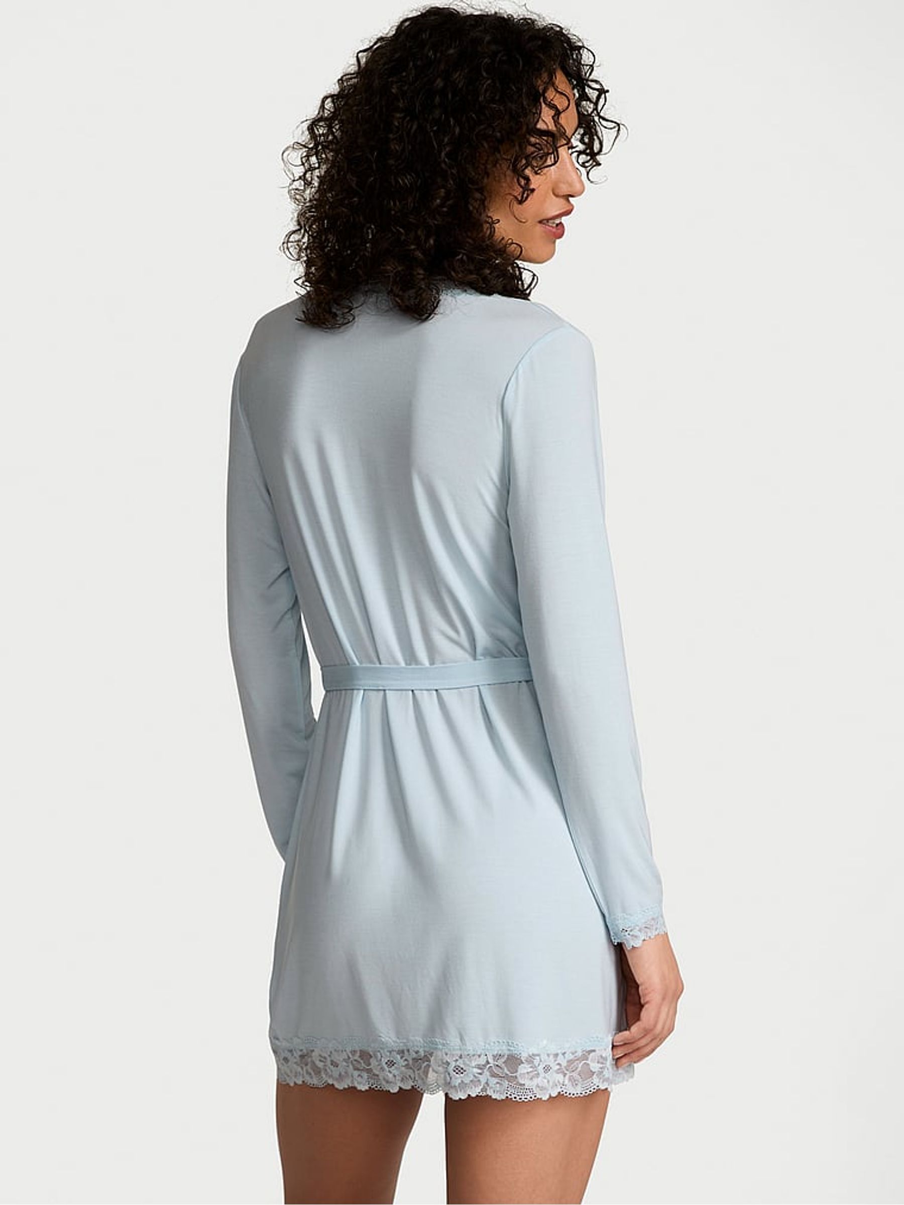 Palest Blue Modal Lace Trim Robe - Image 2 of 3