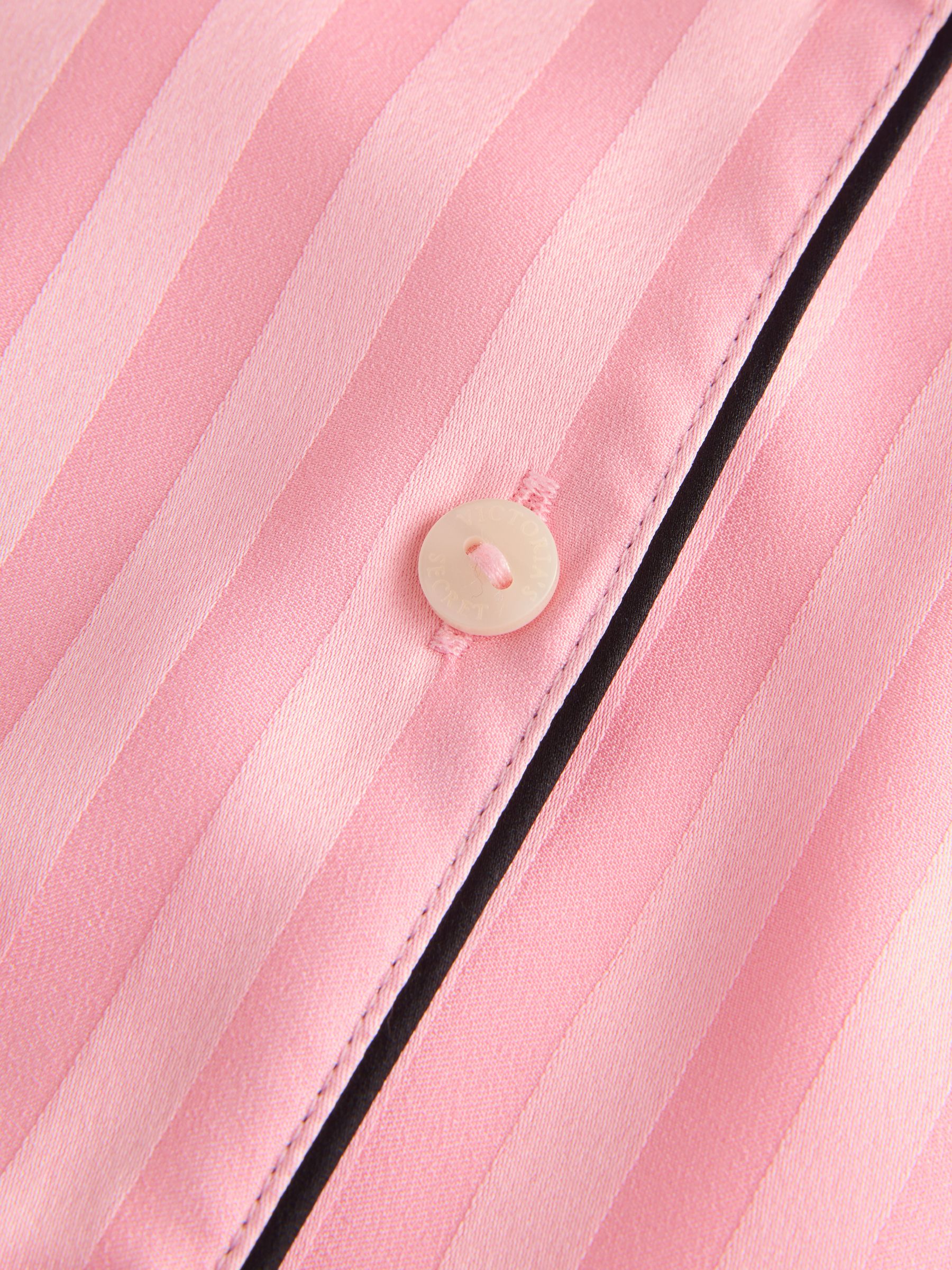 Pretty Blossom Pink Stripe Satin Short Pyjama Set - Image 5 of 5