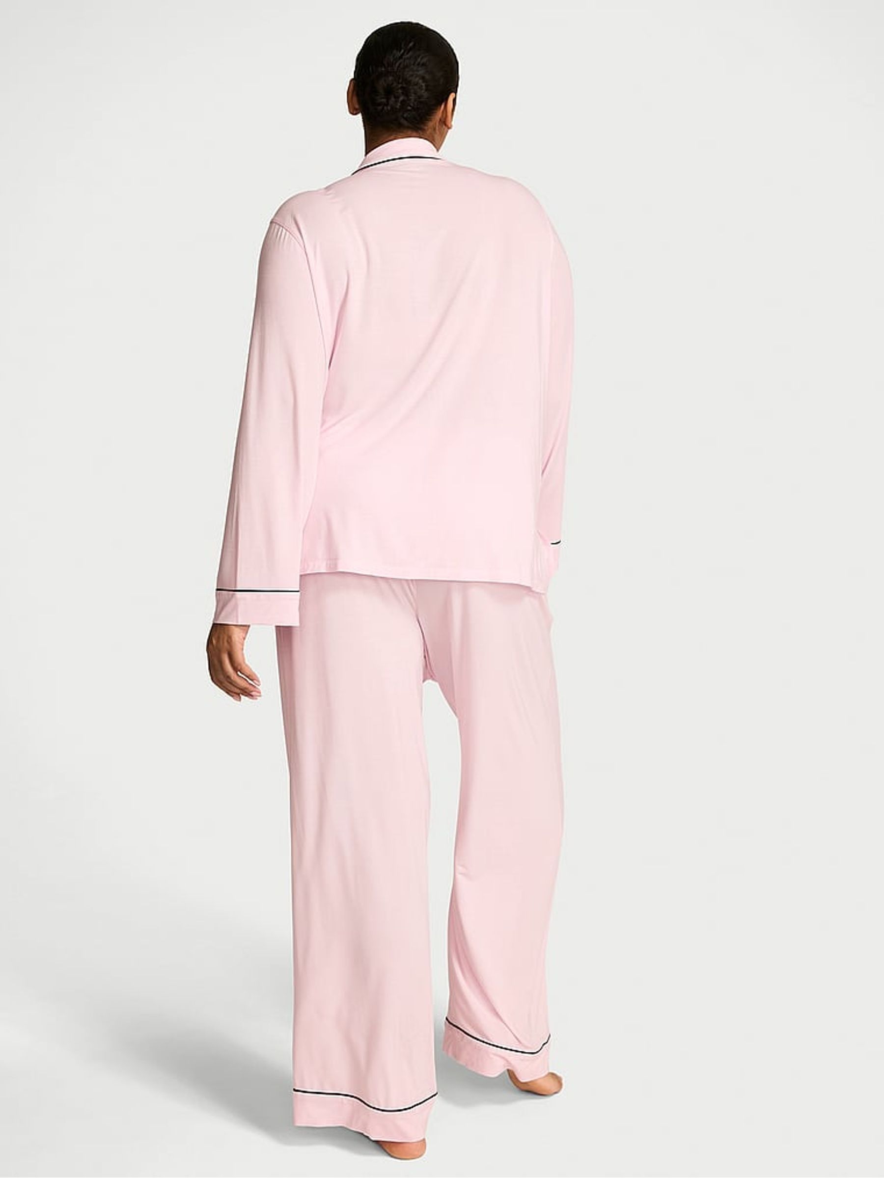 Angel Pink With Black Piping Modal Long Pyjama Set - Image 2 of 2