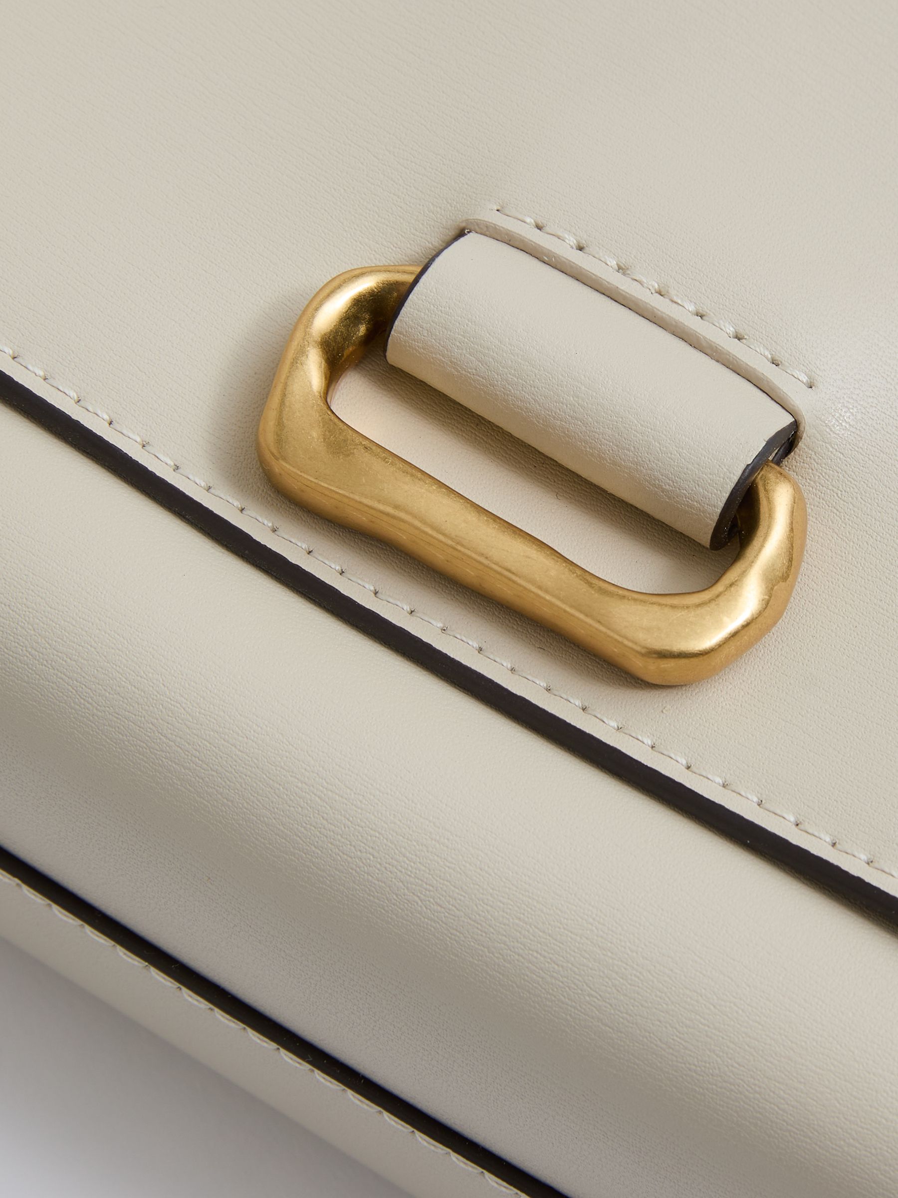 Leather Sculpted-Hardware Cross-Body Bag in Off White - Image 5 of 5