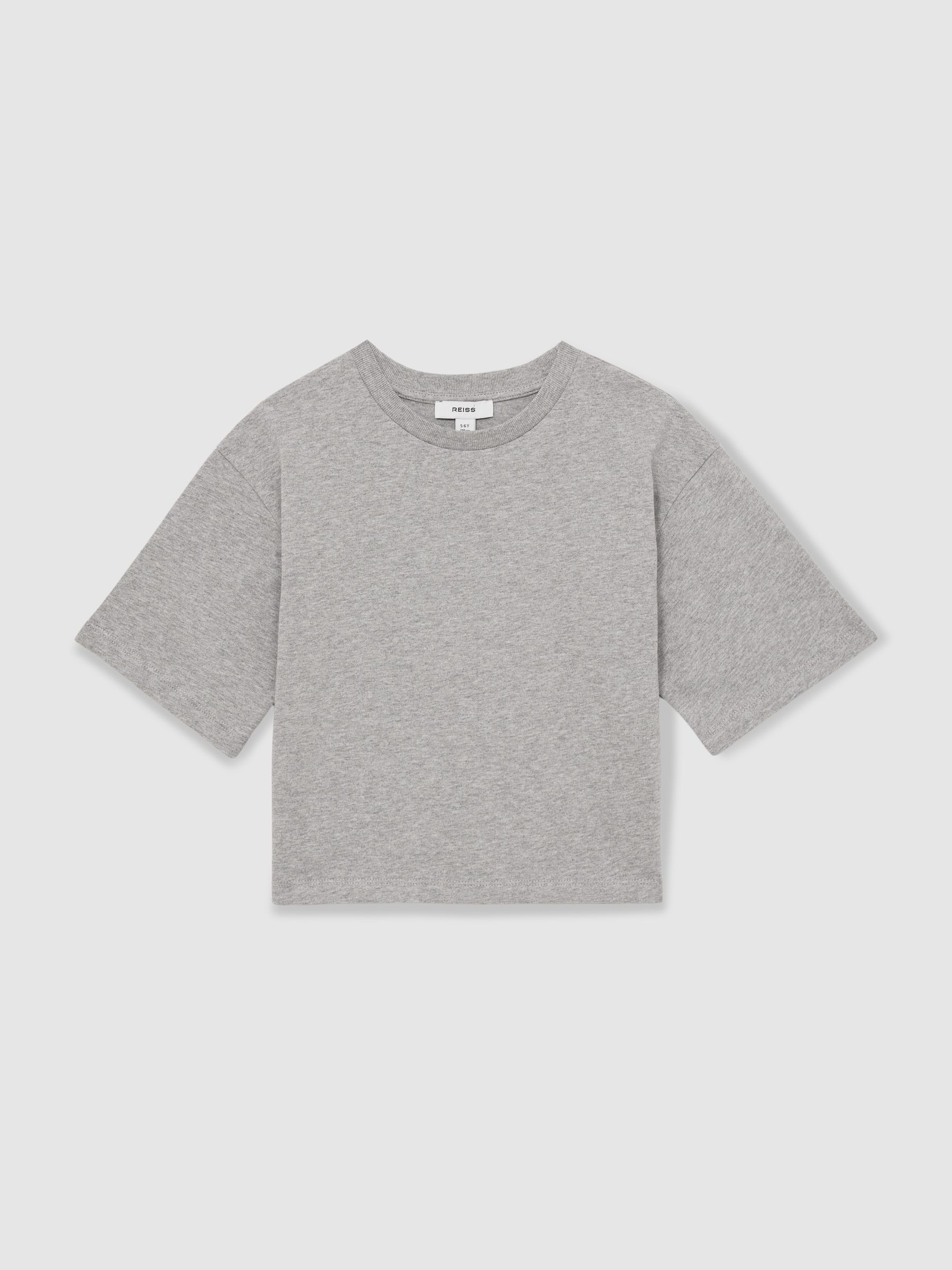 13-14 yrs Oversized Cotton Crew-Neck T-Shirt in Grey Marl - Image 1 of 4