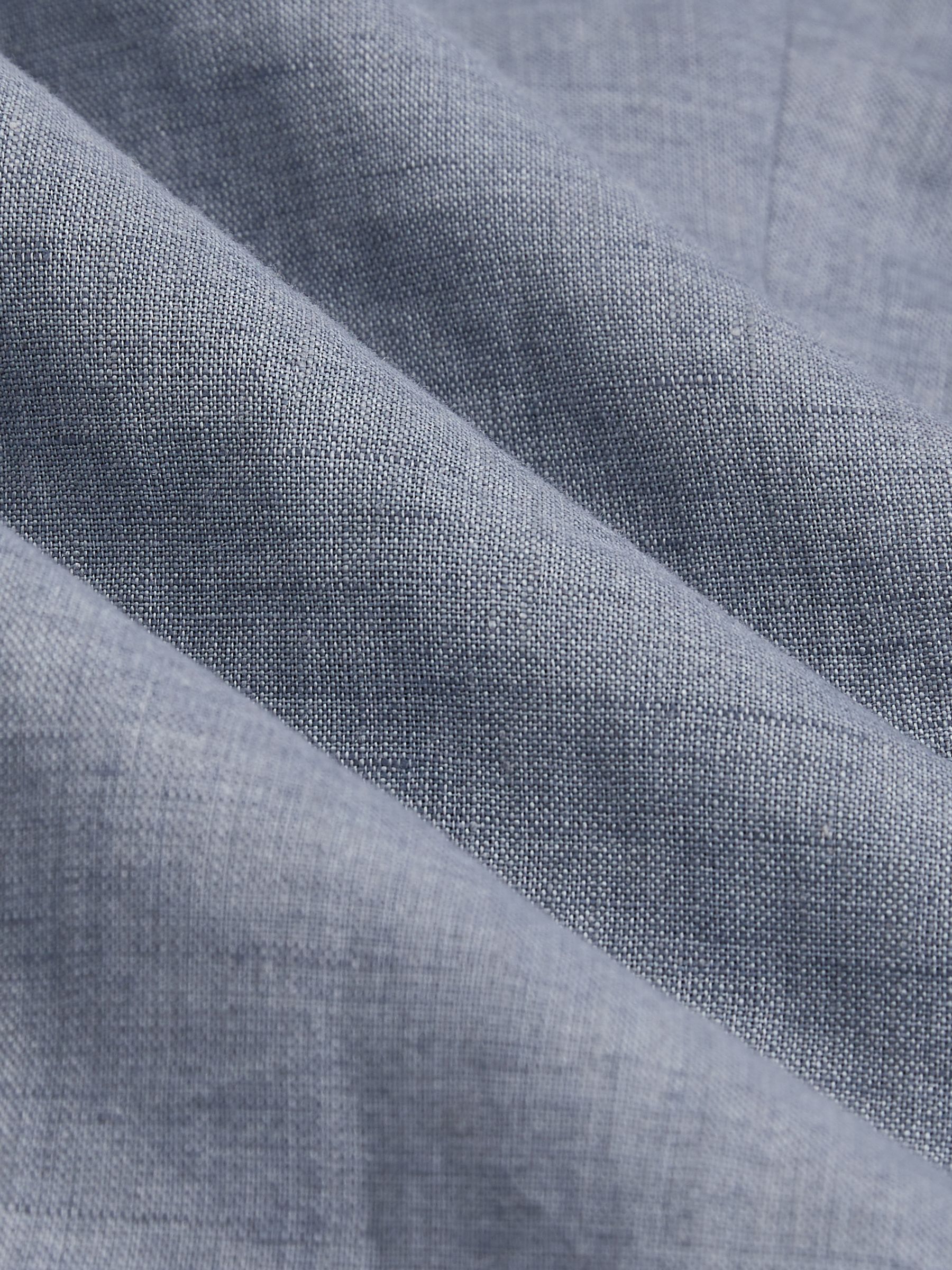 Slim-Fit Linen Double-Breasted Suit Blazer in Airforce Blue - Image 7 of 9
