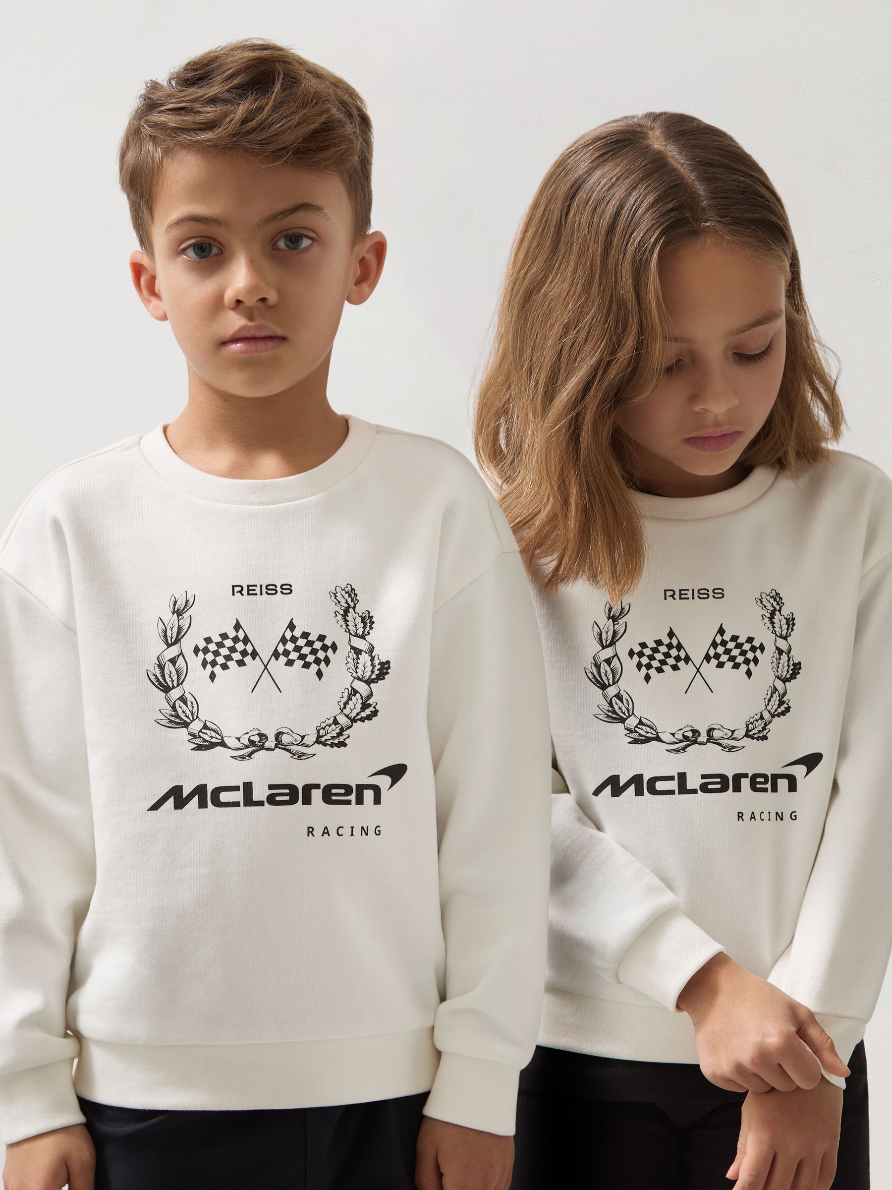 3-9 yrs McLaren F1 Team Laurel Print Sweatshirt in White - Image 1 of 7