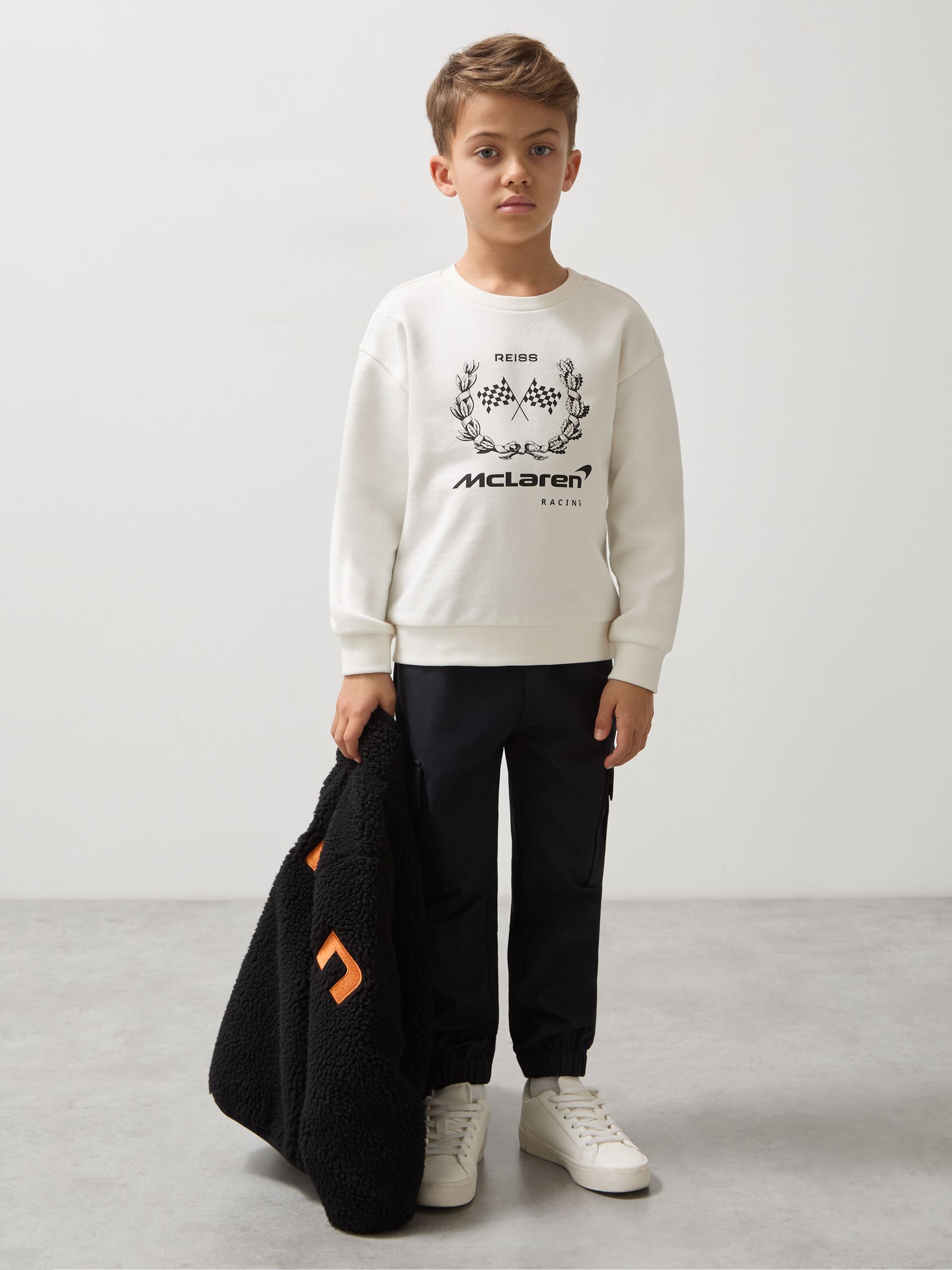 3-9 yrs McLaren F1 Team Laurel Print Sweatshirt in White - Image 3 of 7