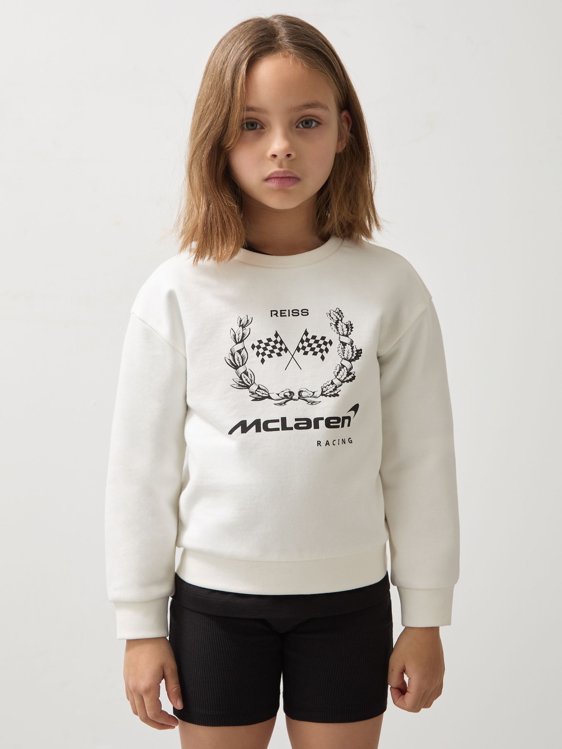 3-9 yrs McLaren F1 Team Laurel Print Sweatshirt in White - Image 4 of 7