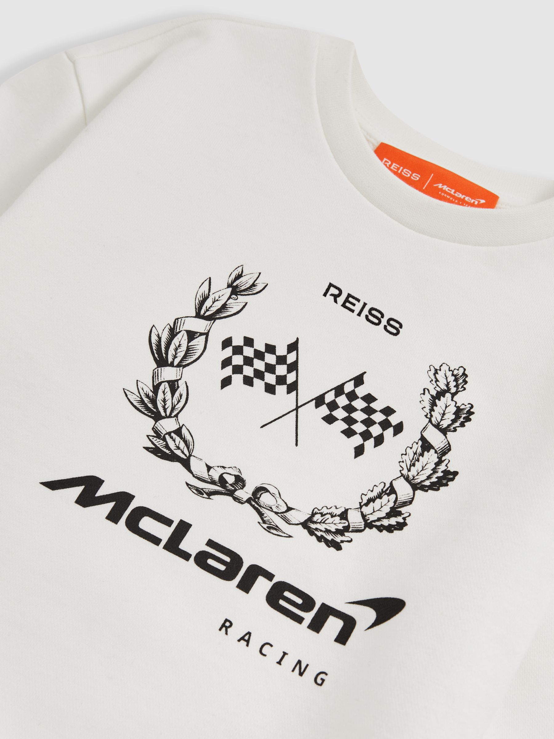 3-9 yrs McLaren F1 Team Laurel Print Sweatshirt in White - Image 6 of 7