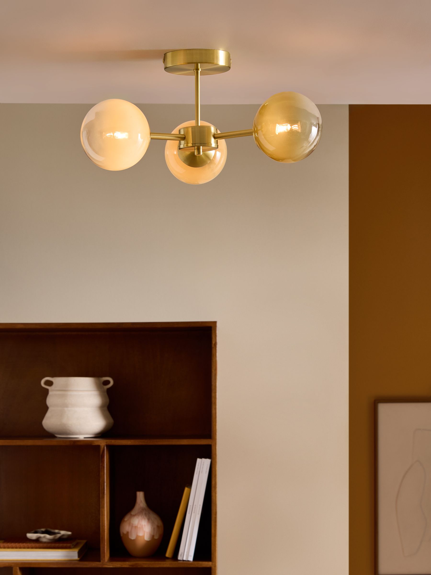 Globe 3 Light Flush Ceiling Light in Gold Ombre - Image 1 of 4