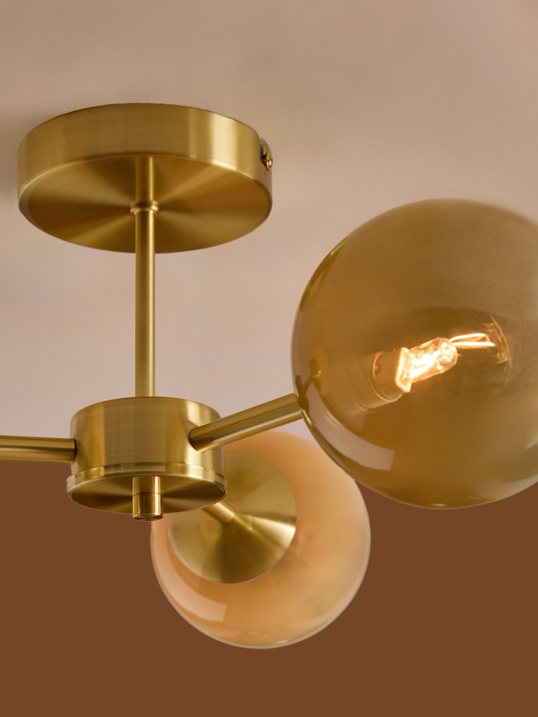 Globe 3 Light Flush Ceiling Light in Gold Ombre - Image 3 of 4