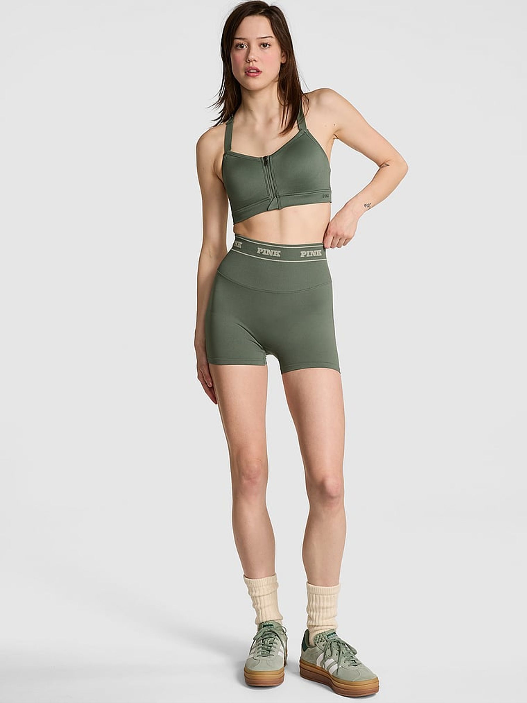 Faded Sage Green Seamless Logo Shorts - Image 1 of 3