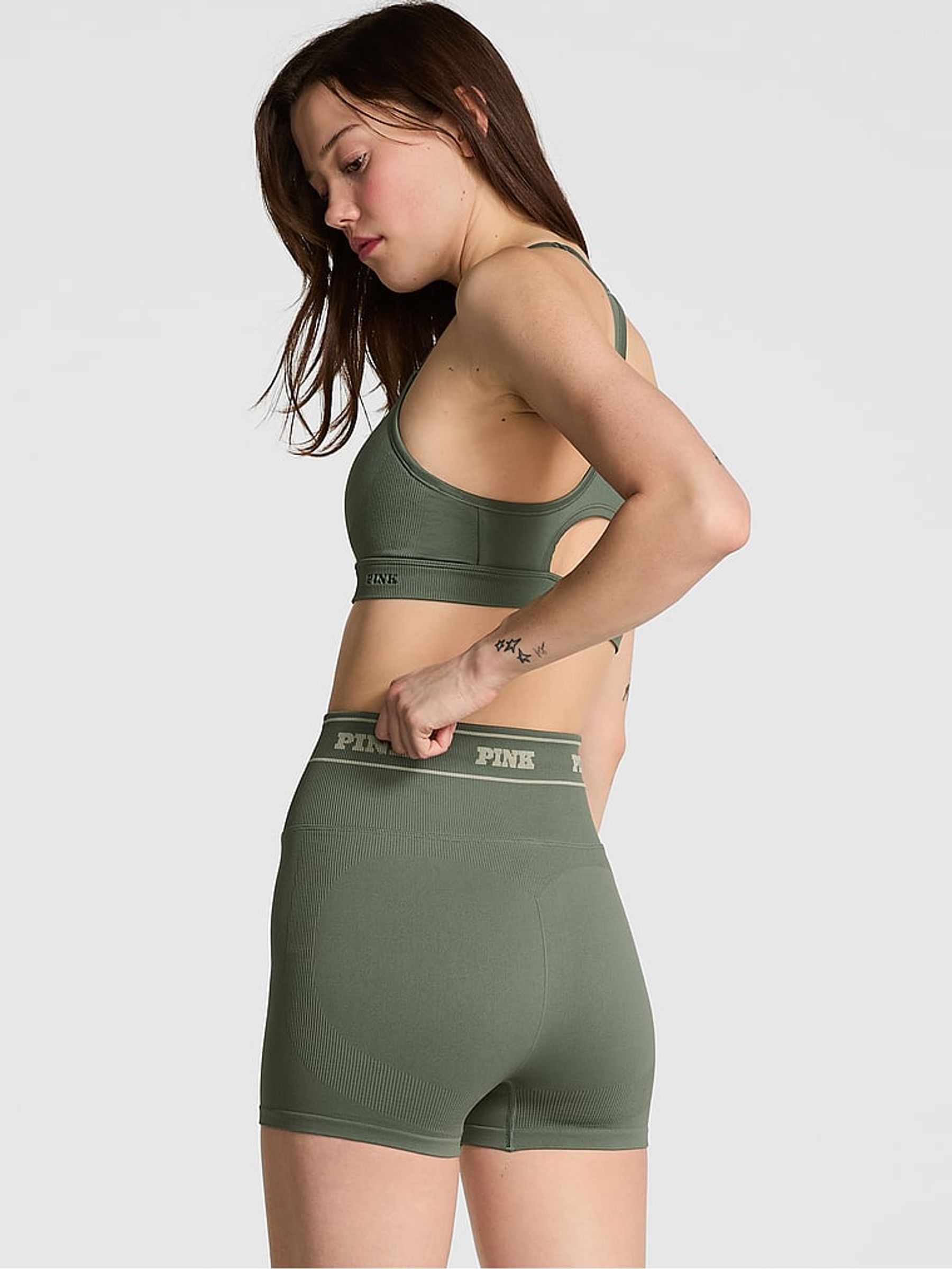 Faded Sage Green Seamless Logo Shorts - Image 2 of 3