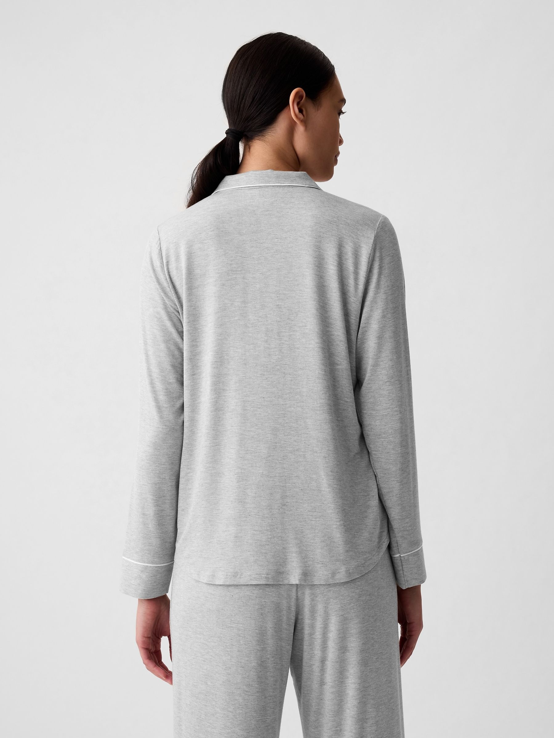 Grey Long Sleeve Modal Pyjama Shirt - Image 2 of 3