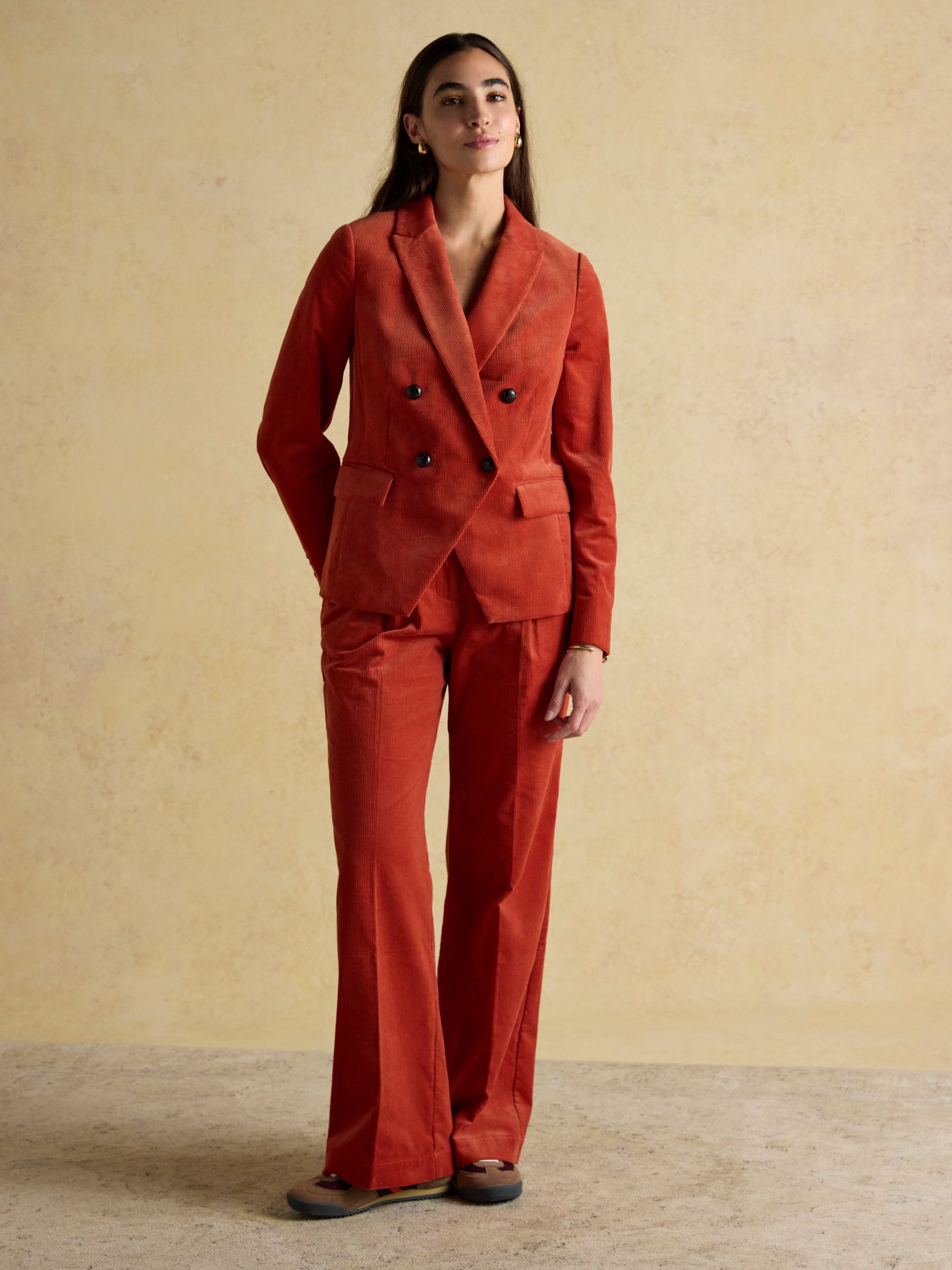 Fernhill Burnt Orange Corduroy Double Breasted Blazer - Image 10 of 14