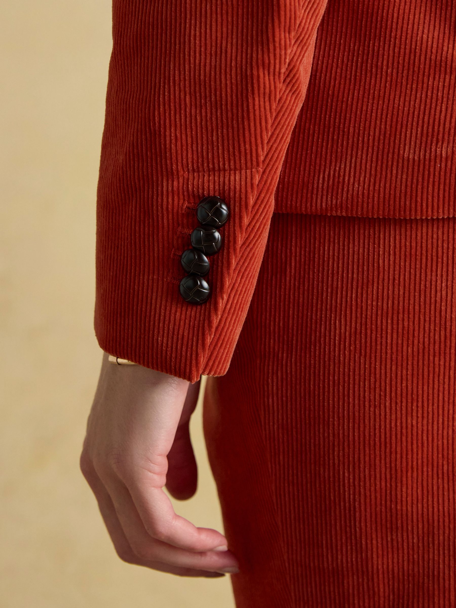 Fernhill Burnt Orange Corduroy Double Breasted Blazer - Image 12 of 14