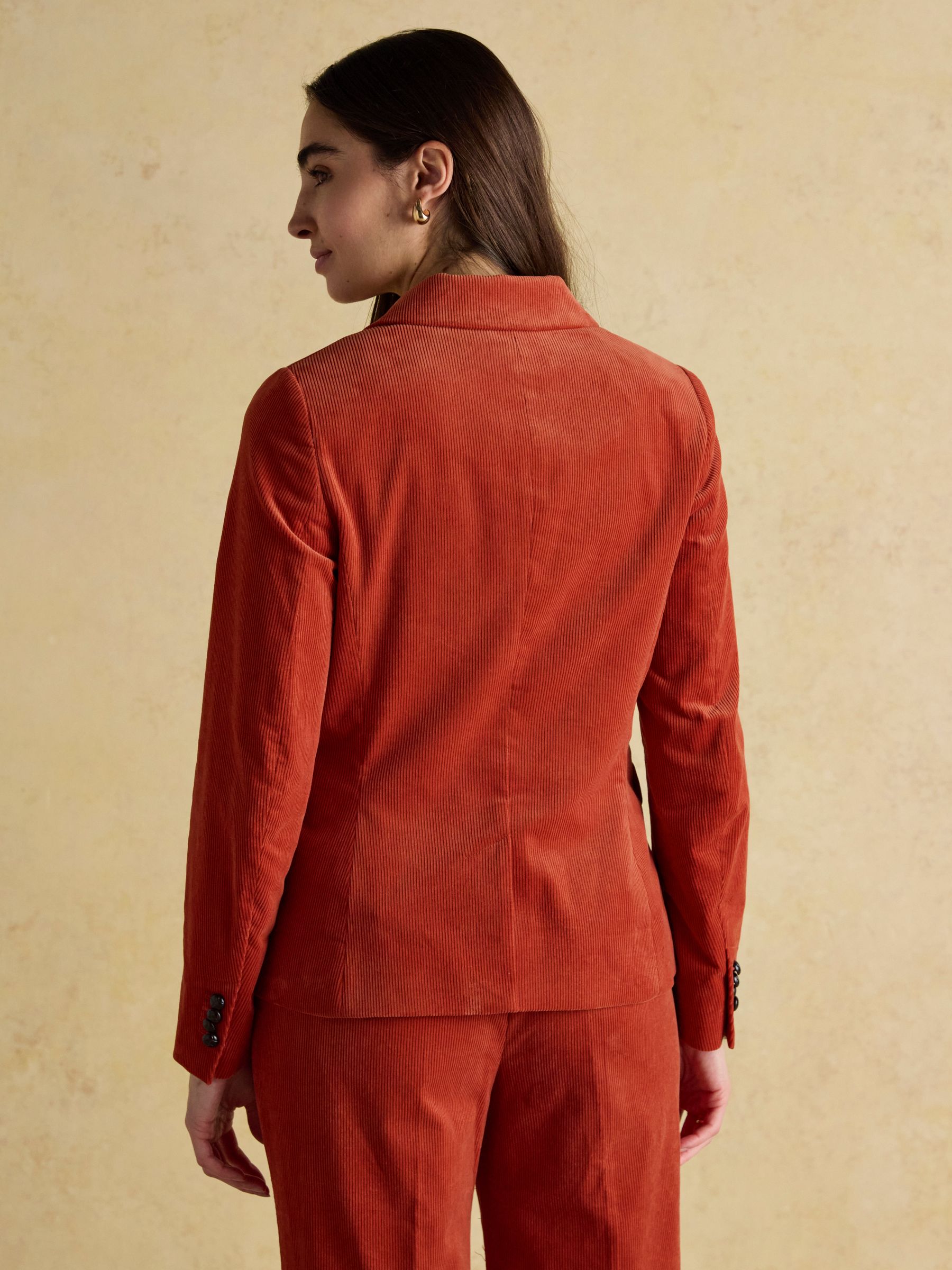 Fernhill Burnt Orange Corduroy Double Breasted Blazer - Image 4 of 14