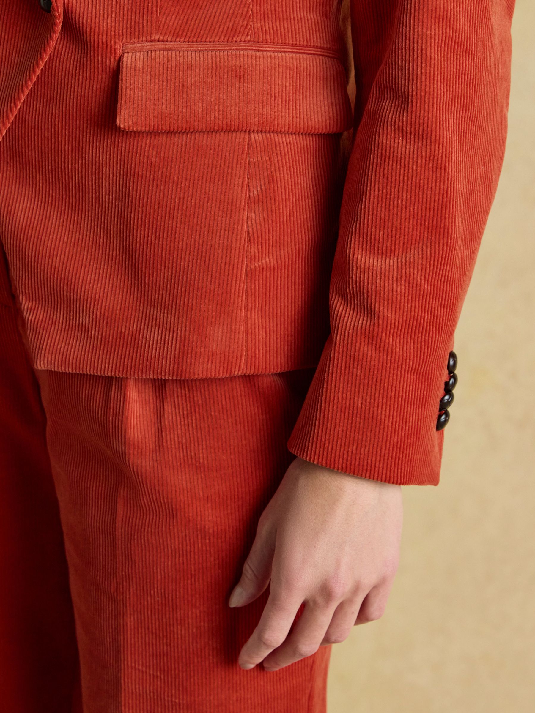 Fernhill Burnt Orange Corduroy Double Breasted Blazer - Image 8 of 14