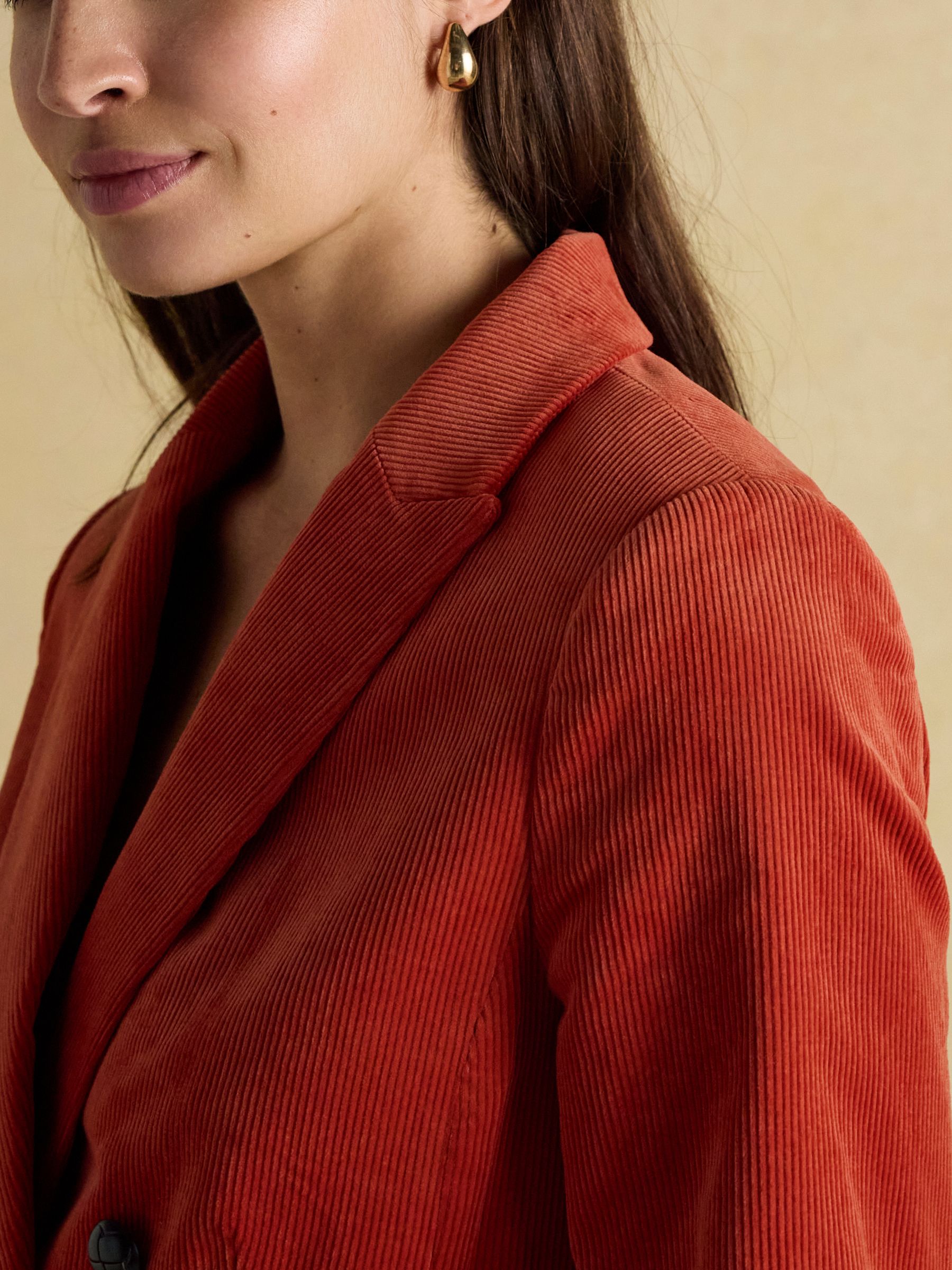 Fernhill Burnt Orange Corduroy Double Breasted Blazer - Image 9 of 14