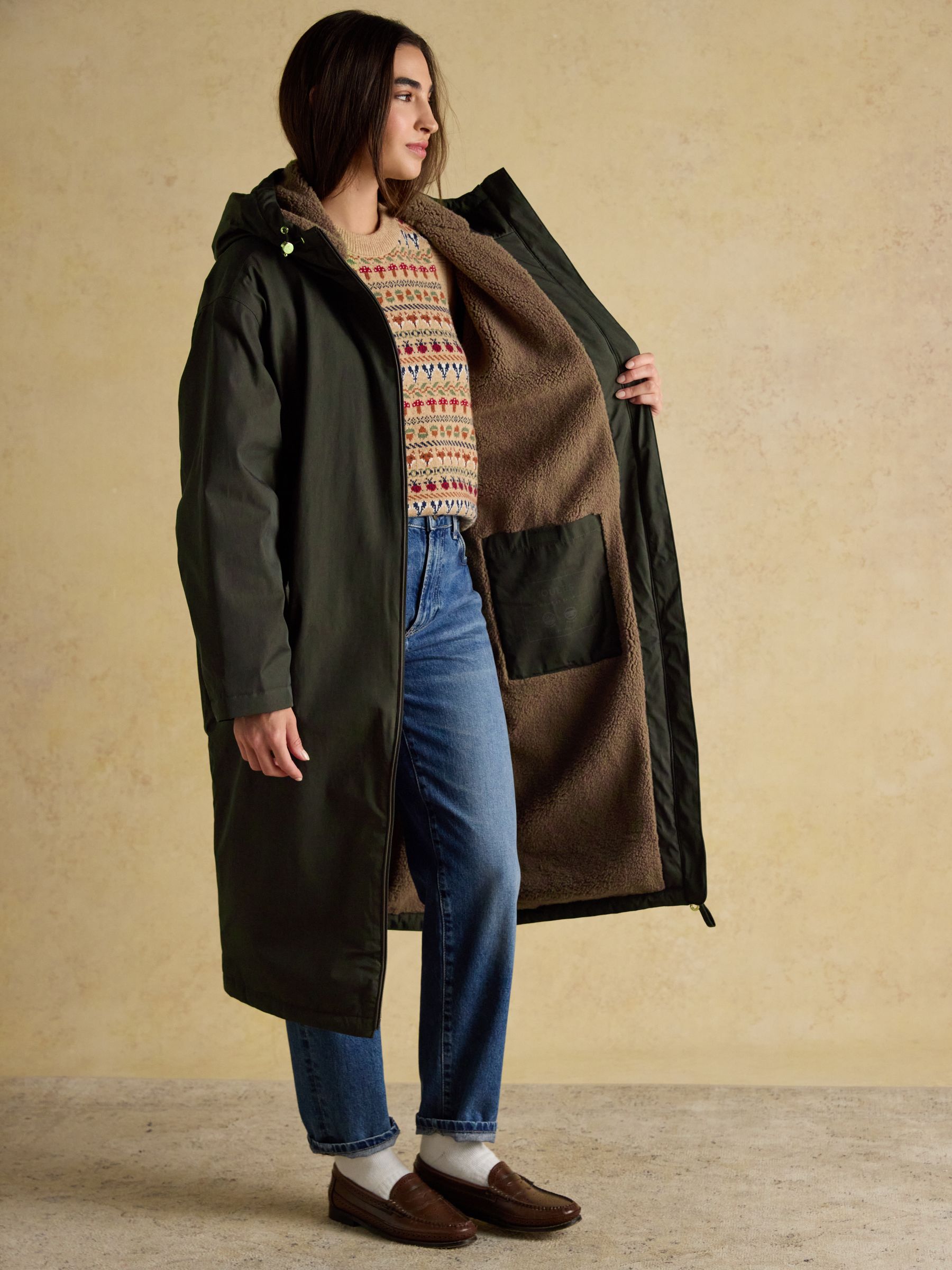 Coverall Green Oversized Fleece Lined Waterproof Coat - Image 9 of 13