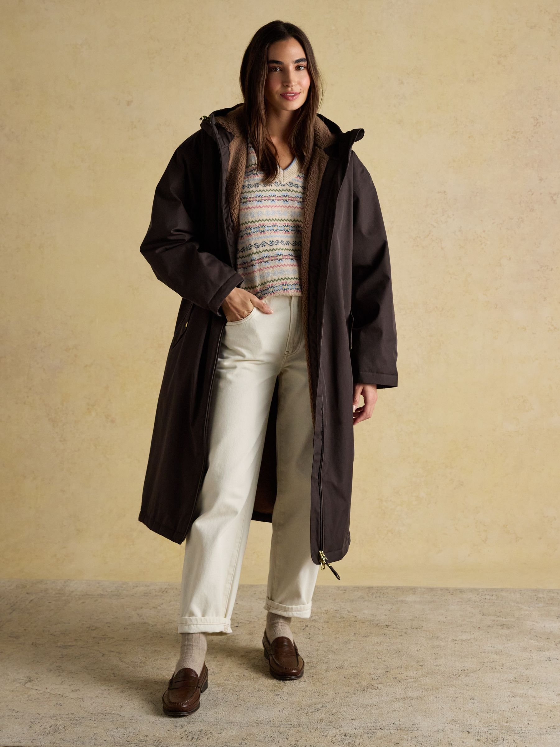 Coverall Brown Oversized Fleece Lined Waterproof Coat - Image 10 of 17