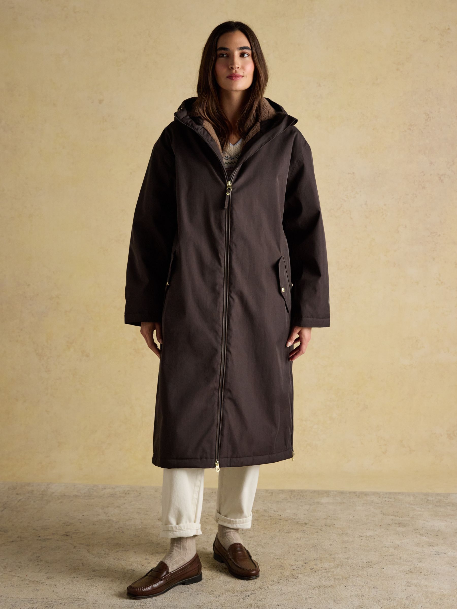 Coverall Brown Oversized Fleece Lined Waterproof Coat - Image 2 of 17