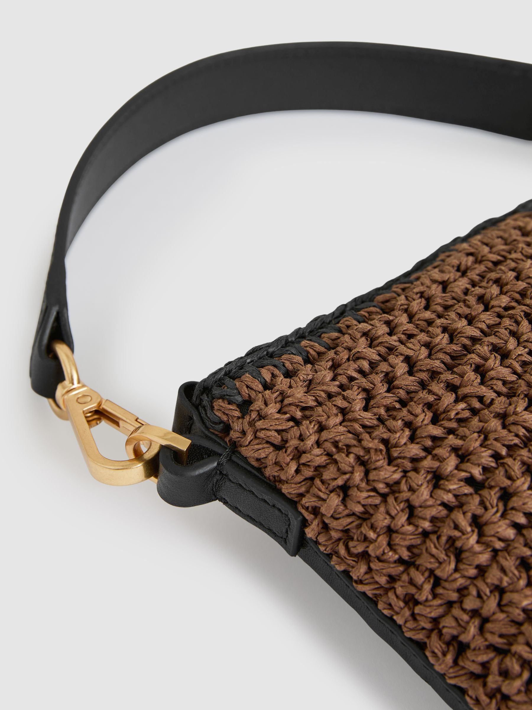 Raffia Colour-Block Cross-Body Bag in Tan - Image 5 of 5