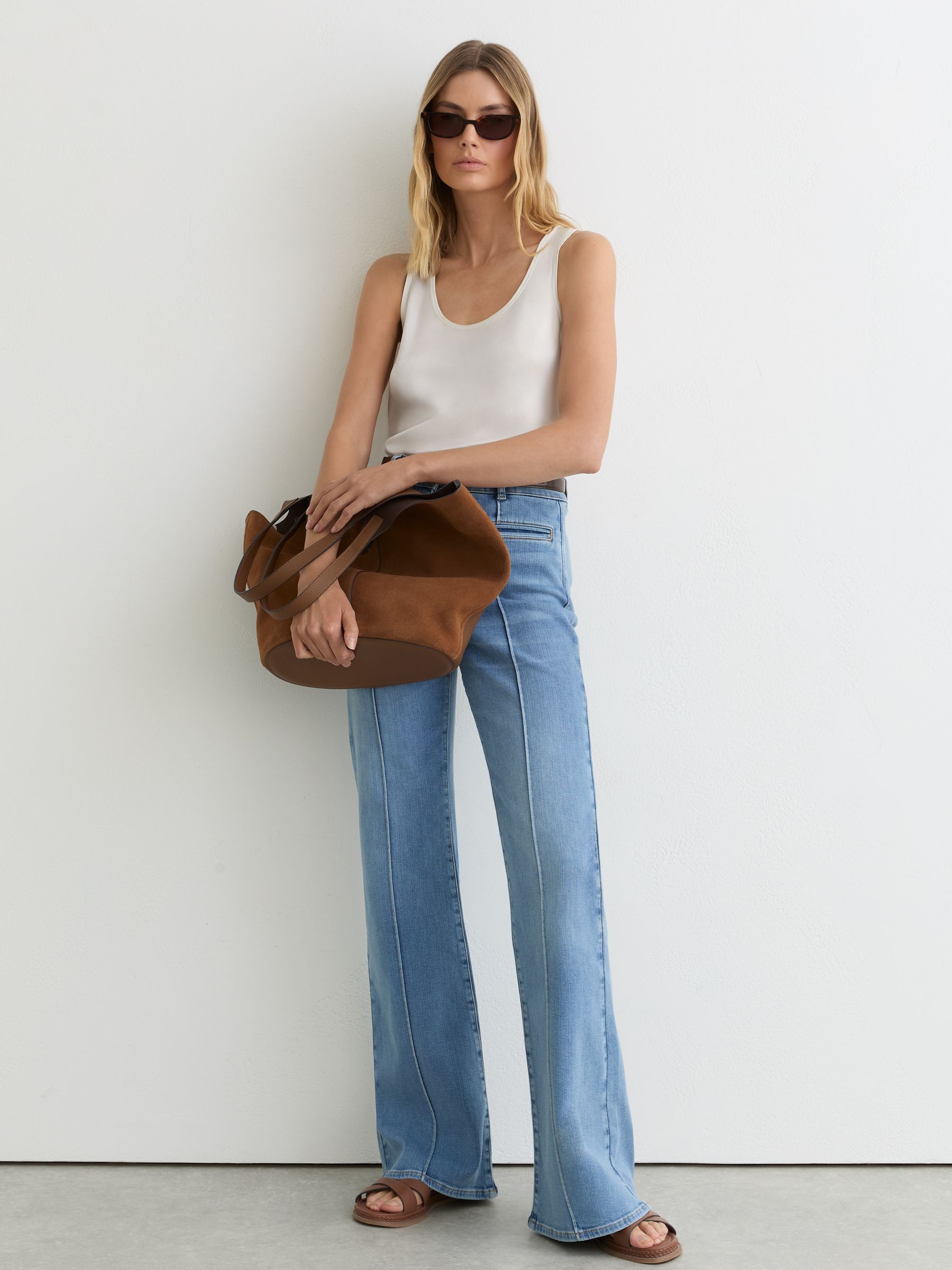 Silk-Front Cami Top in White - image 4