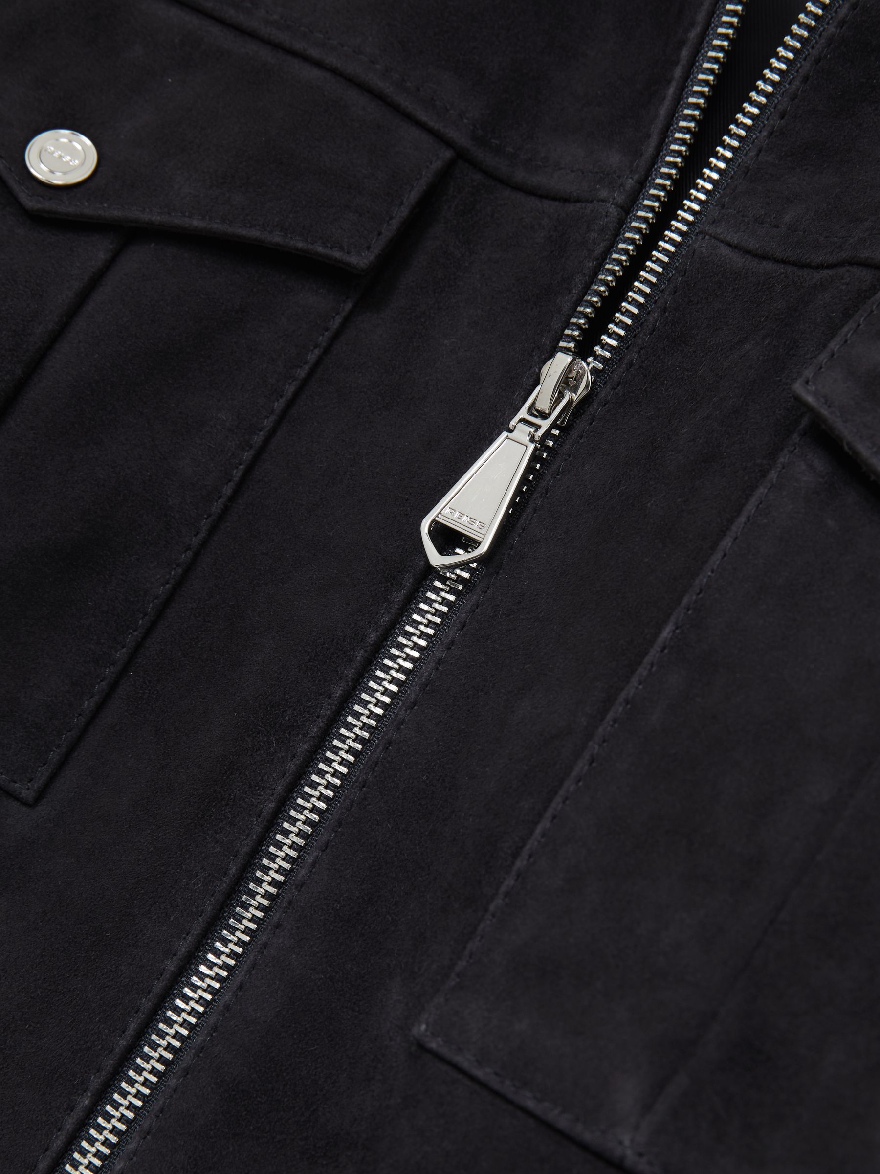 Suede Zip-Through Jacket in Navy - Image 6 of 6