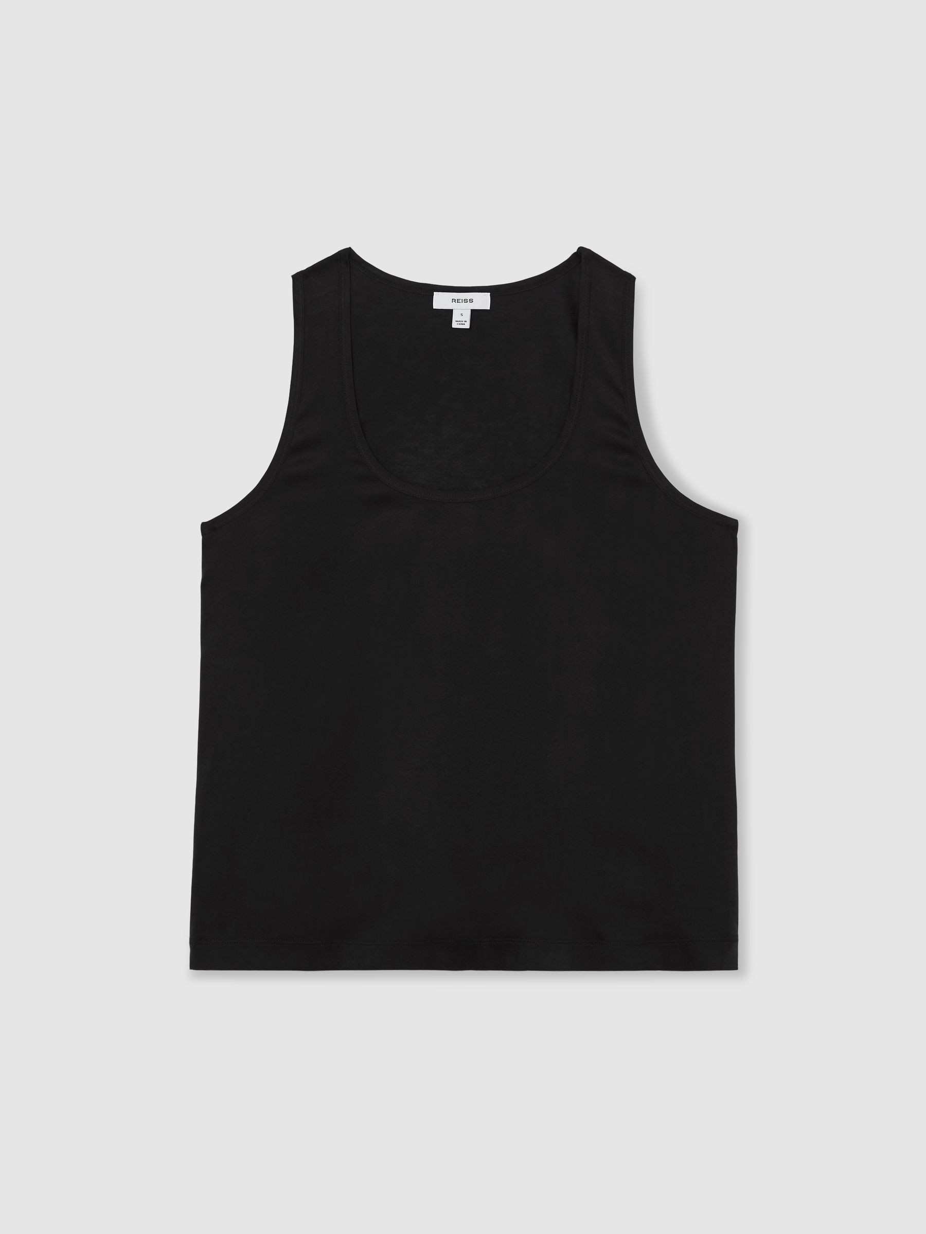 Silk-Front Cami Top in Black - Image 2 of 6