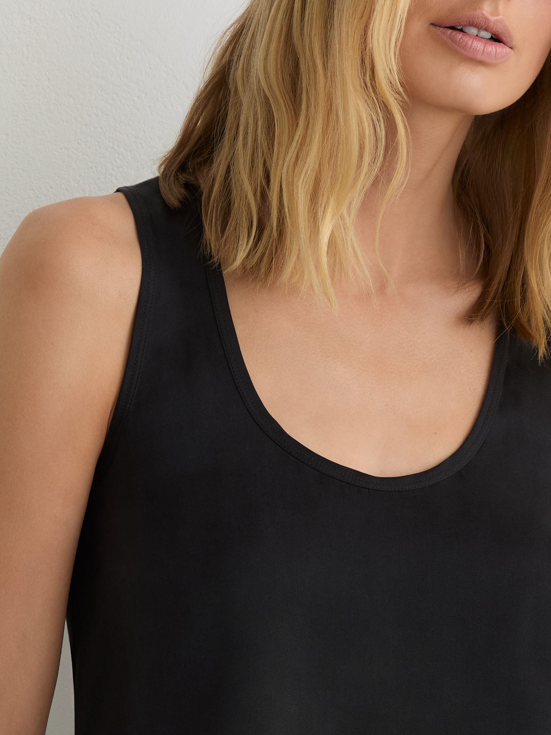 Silk-Front Cami Top in Black - image 3
