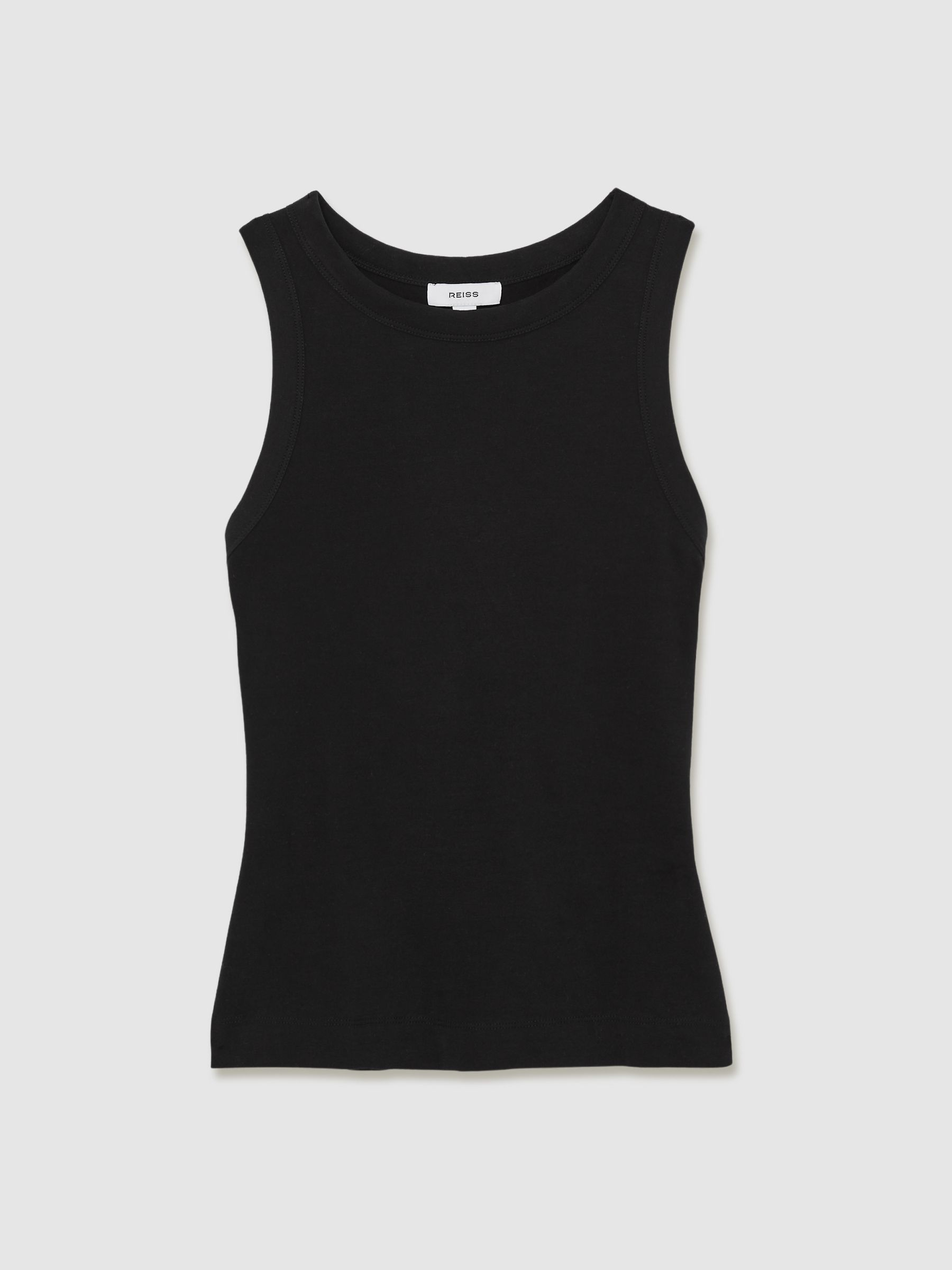 Stretch-Cotton Racerback Vest in Black - Image 5 of 6