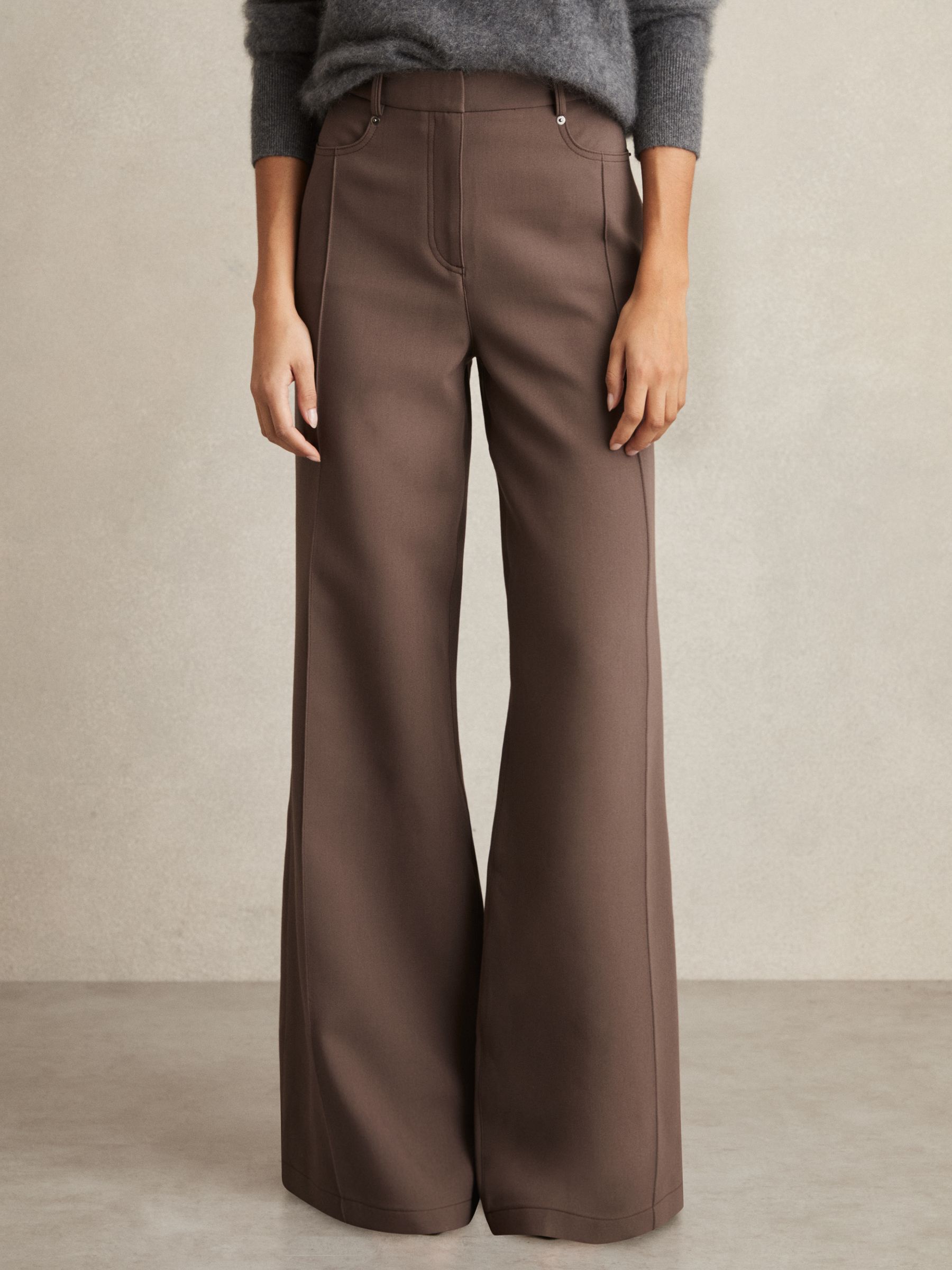 Petite Palazzo Tailored Trousers in Mink Neutral - Image 3 of 7
