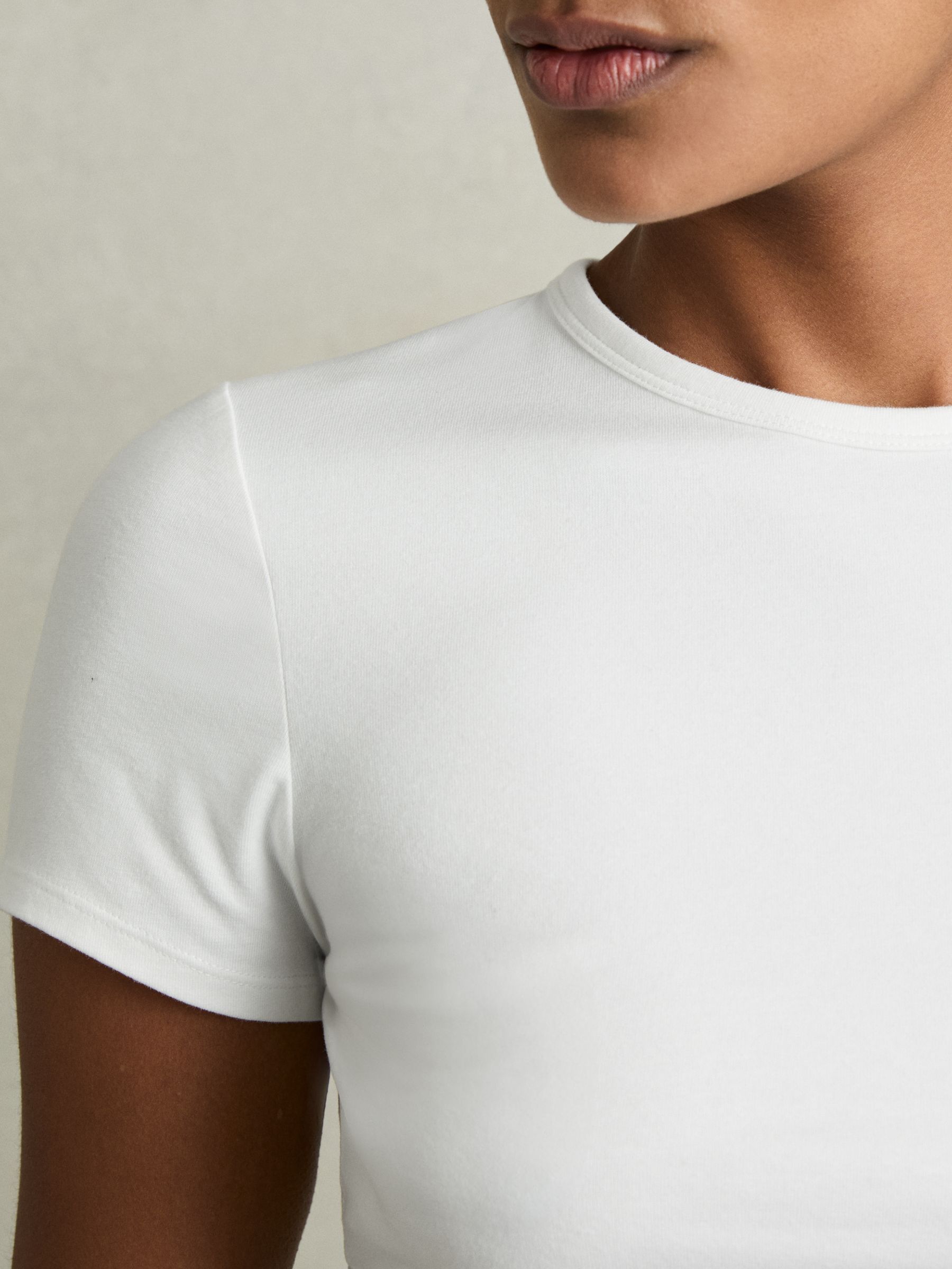 Reiss Stretch-Cotton Crew-Neck T-Shirt in White - REISS