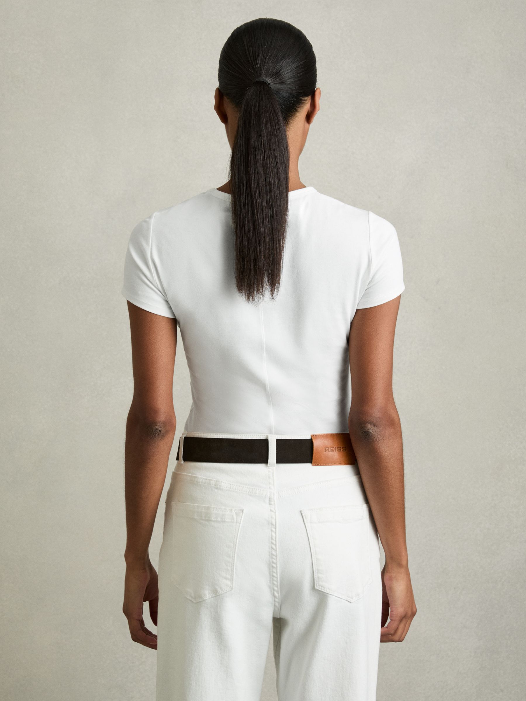 Stretch-Cotton Crew-Neck T-Shirt in White - Image 5 of 6