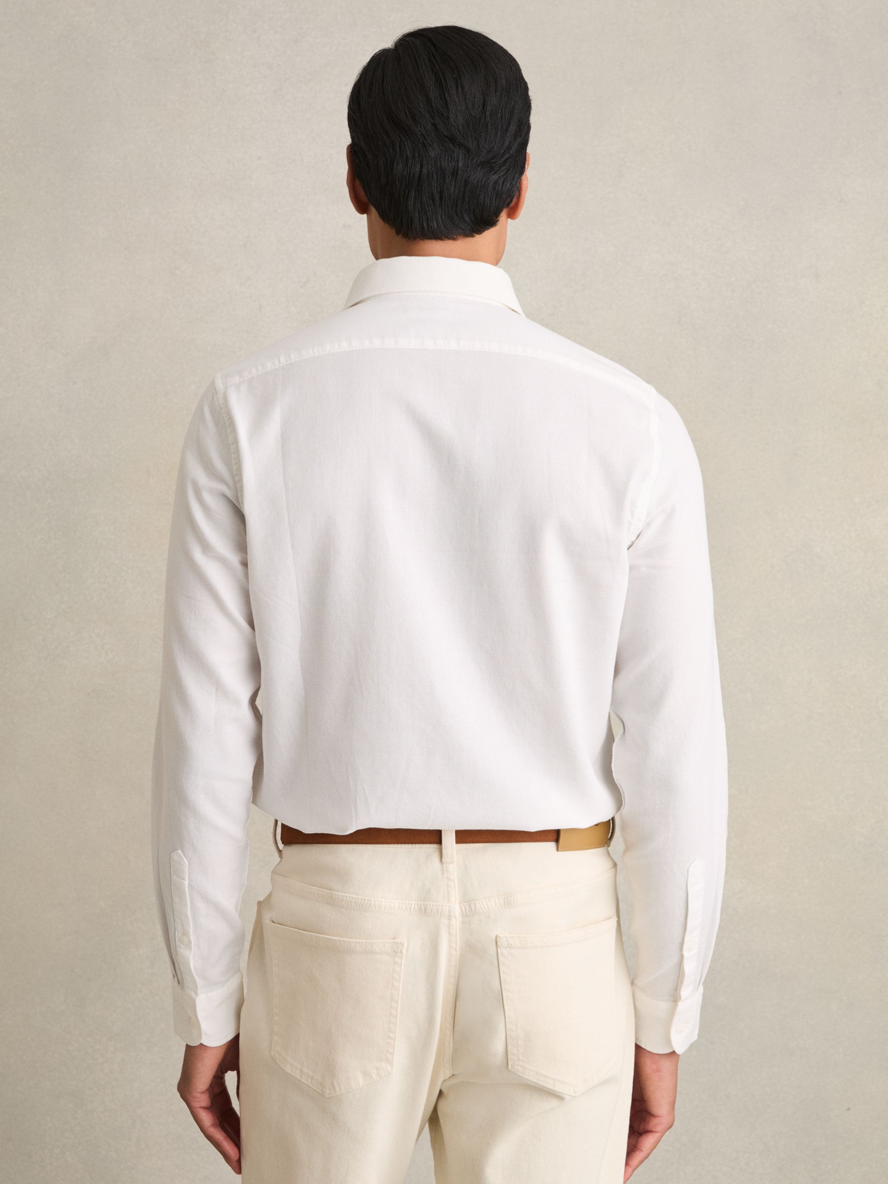 Cotton-Piqué Garment-Dyed Shirt in White - Image 5 of 6