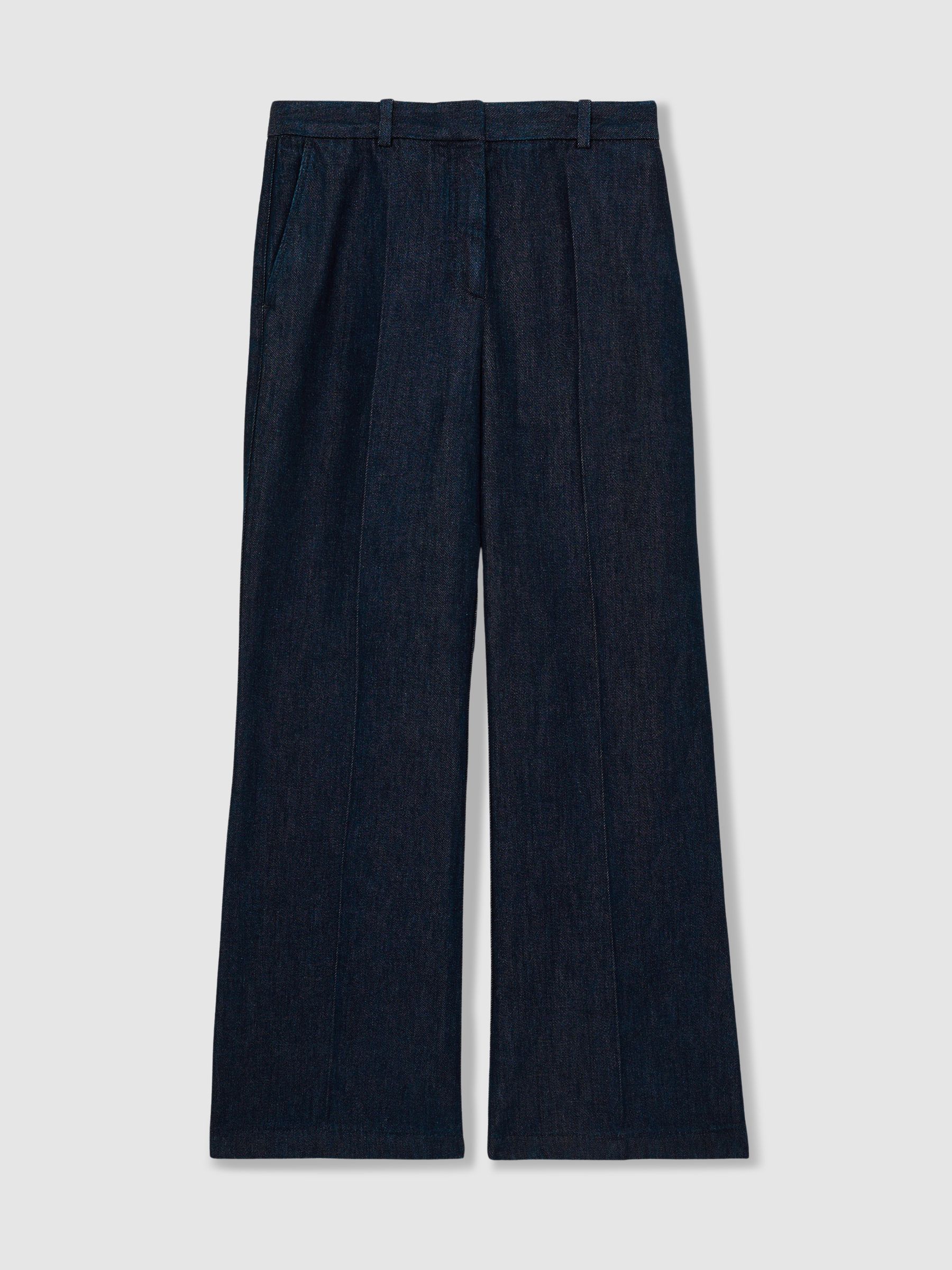 Denim-Look Wide-Leg Trousers in Dark Blue - Image 2 of 6