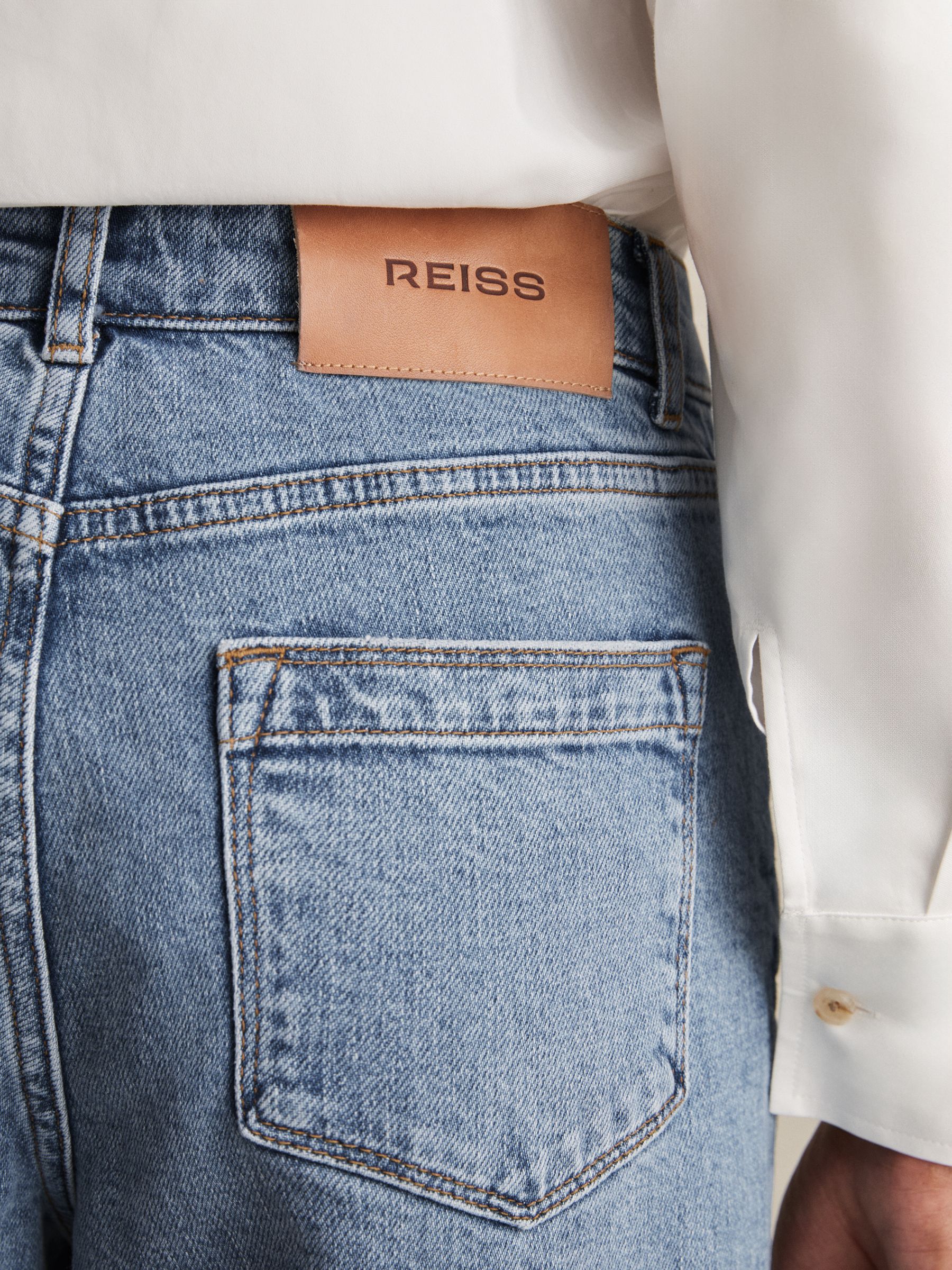 Petite Mid Rise Straight Leg Jeans in Light Blue - Image 4 of 8
