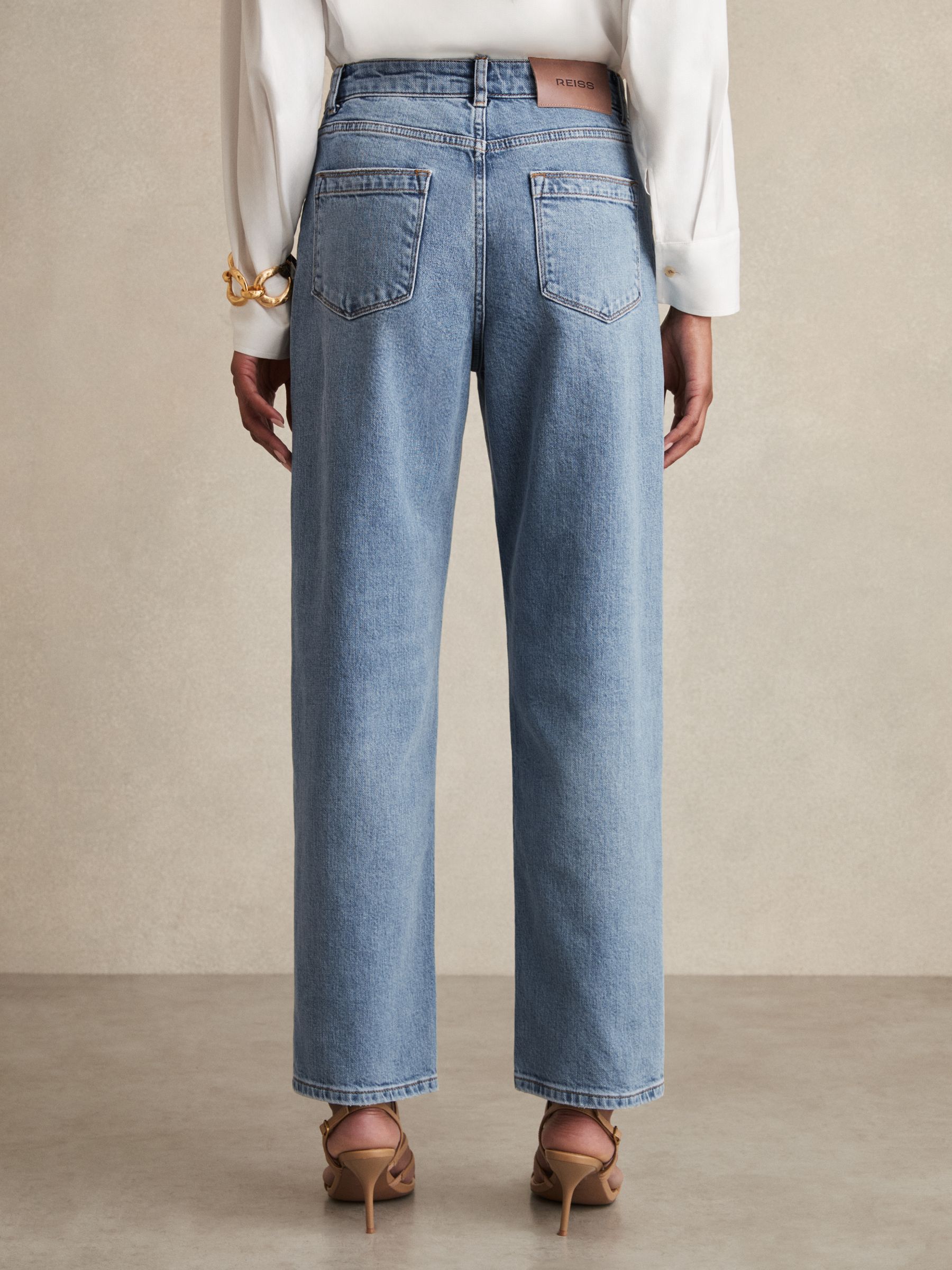 Petite Mid Rise Straight Leg Jeans in Light Blue - Image 5 of 8