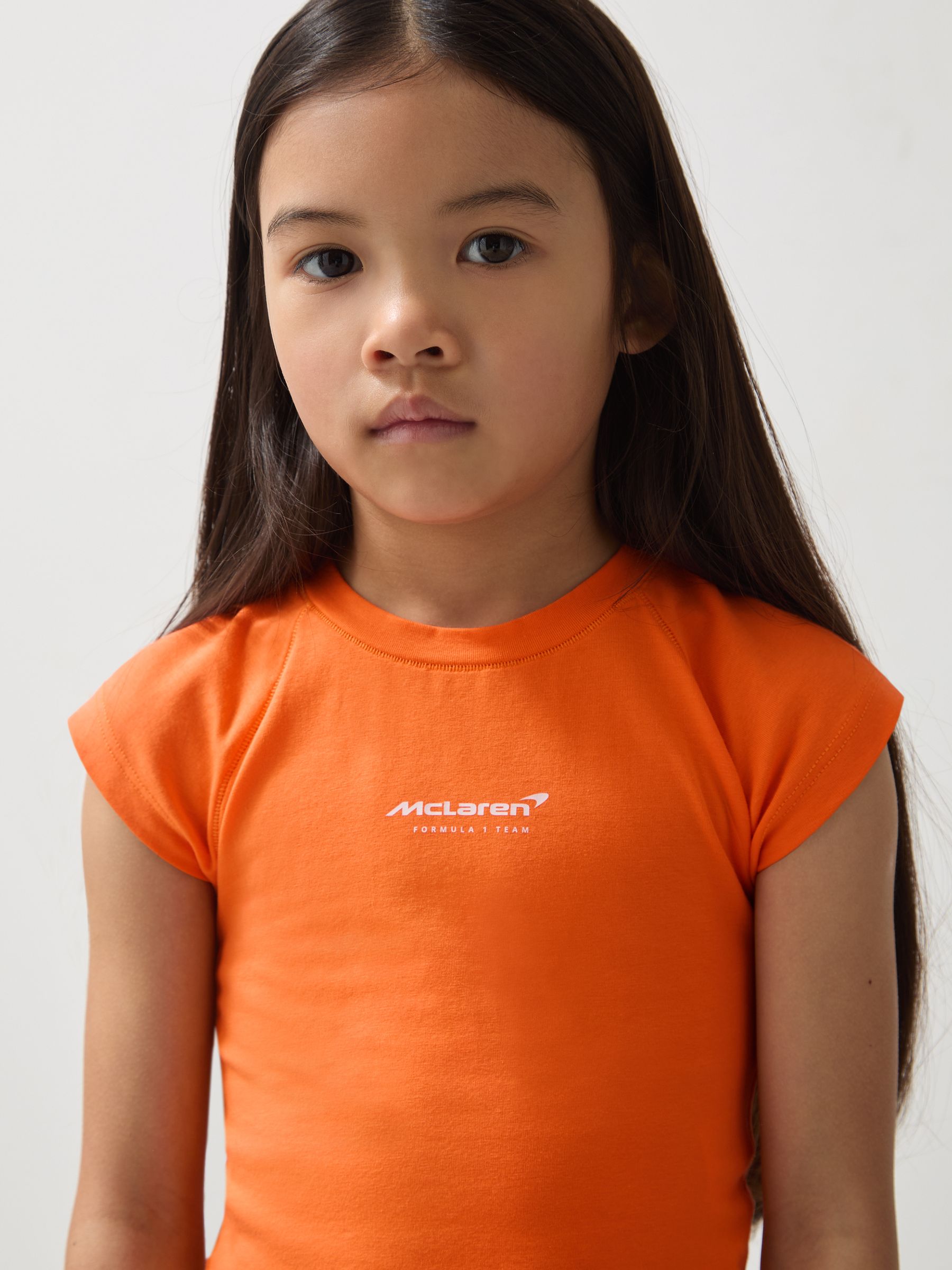 9-13 yrs McLaren F1 Team Cropped Logo T-Shirt in Orange - Image 1 of 5