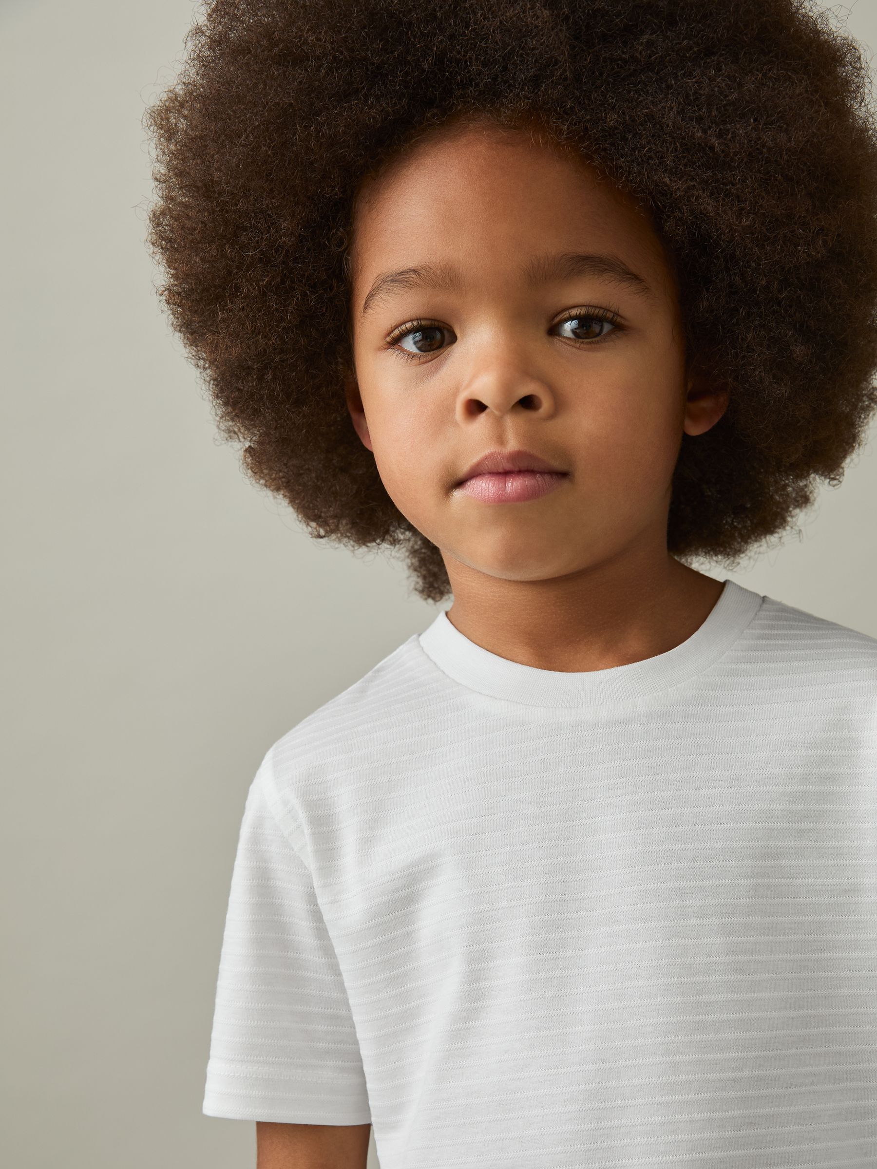 13-14 yrs Cotton Textured Crew-Neck T-Shirt in White - Image 3 of 4