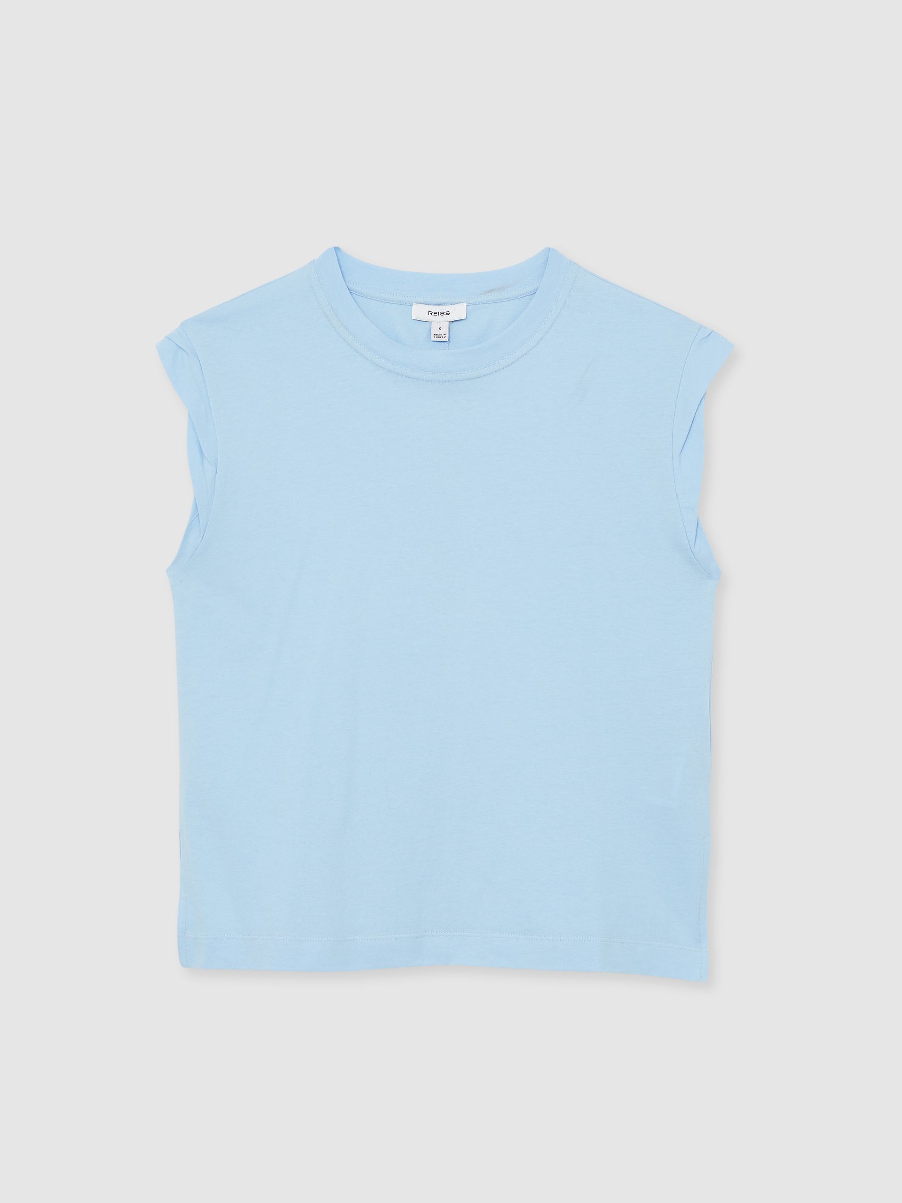 Cotton Cap Sleeve T-Shirt in Dusty Blue - Image 2 of 7