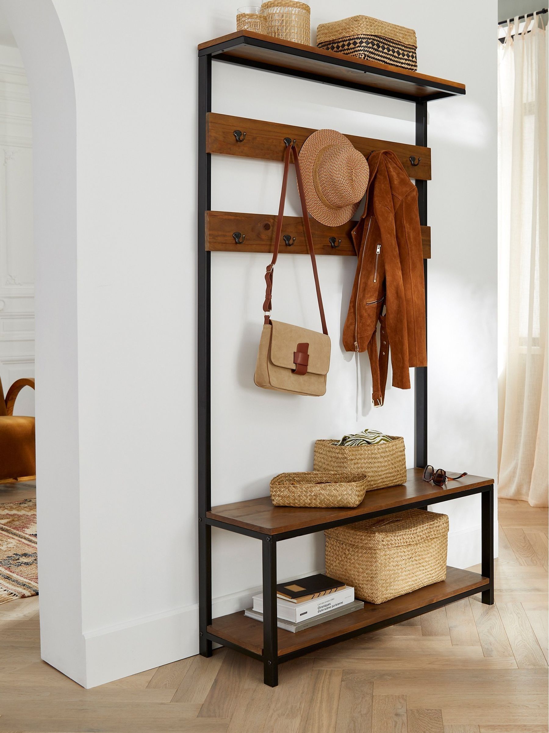 La Redoute Intérieurs Wood Metal Hiba Industrial Wood and Metal Hall Stand - Image 1 of 4