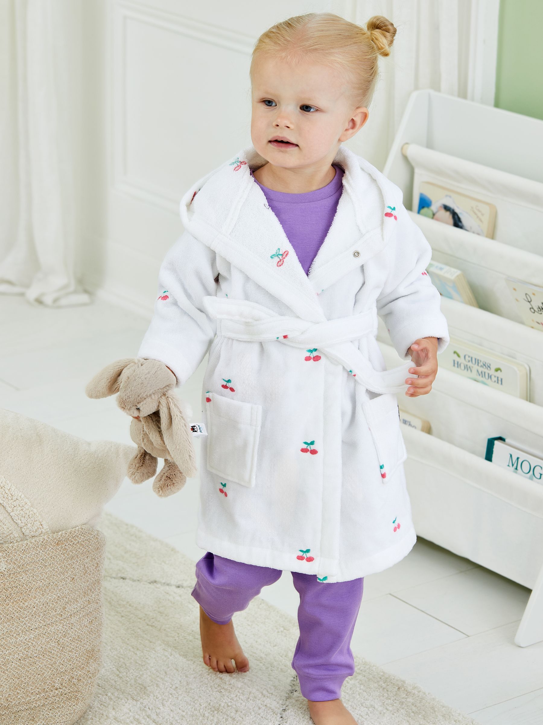White Cherry Personalised Towelling Robe - Image 1 of 6