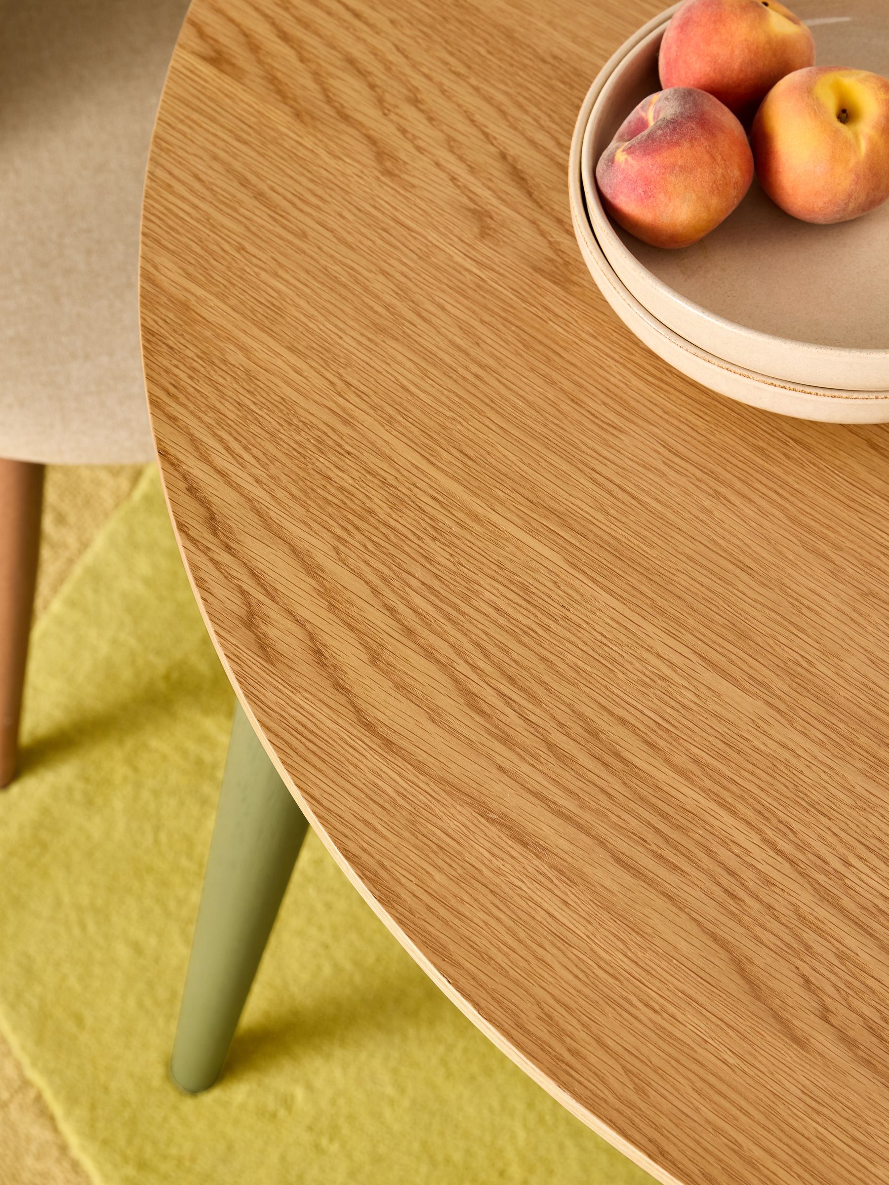 Oak and Green Legs Deauville 4 to 6 Seater Oval Extending Dining Table - Image 5 of 7