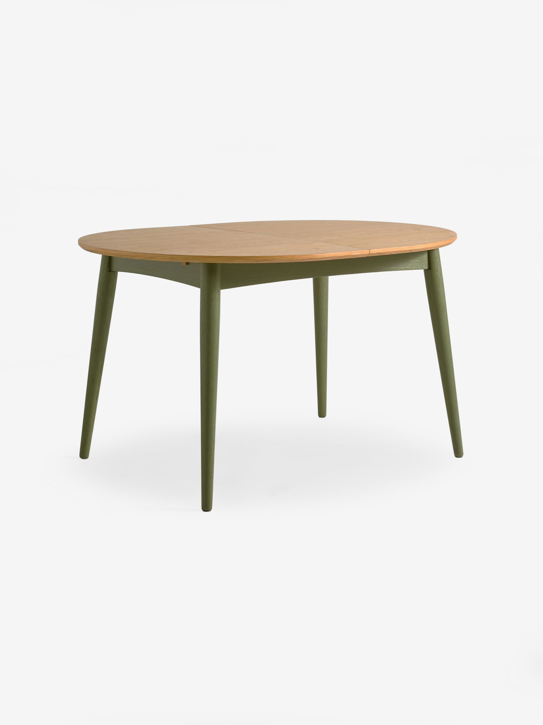 Oak and Green Legs Deauville 4 to 6 Seater Oval Extending Dining Table - Image 6 of 7