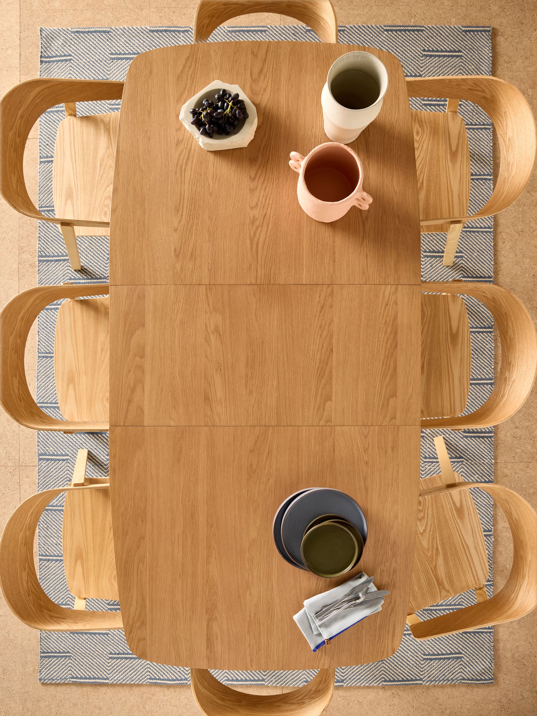 Oak and Green Legs Deauville Rectangular 6 to 8 Seater Extending Dining Table - Image 3 of 7