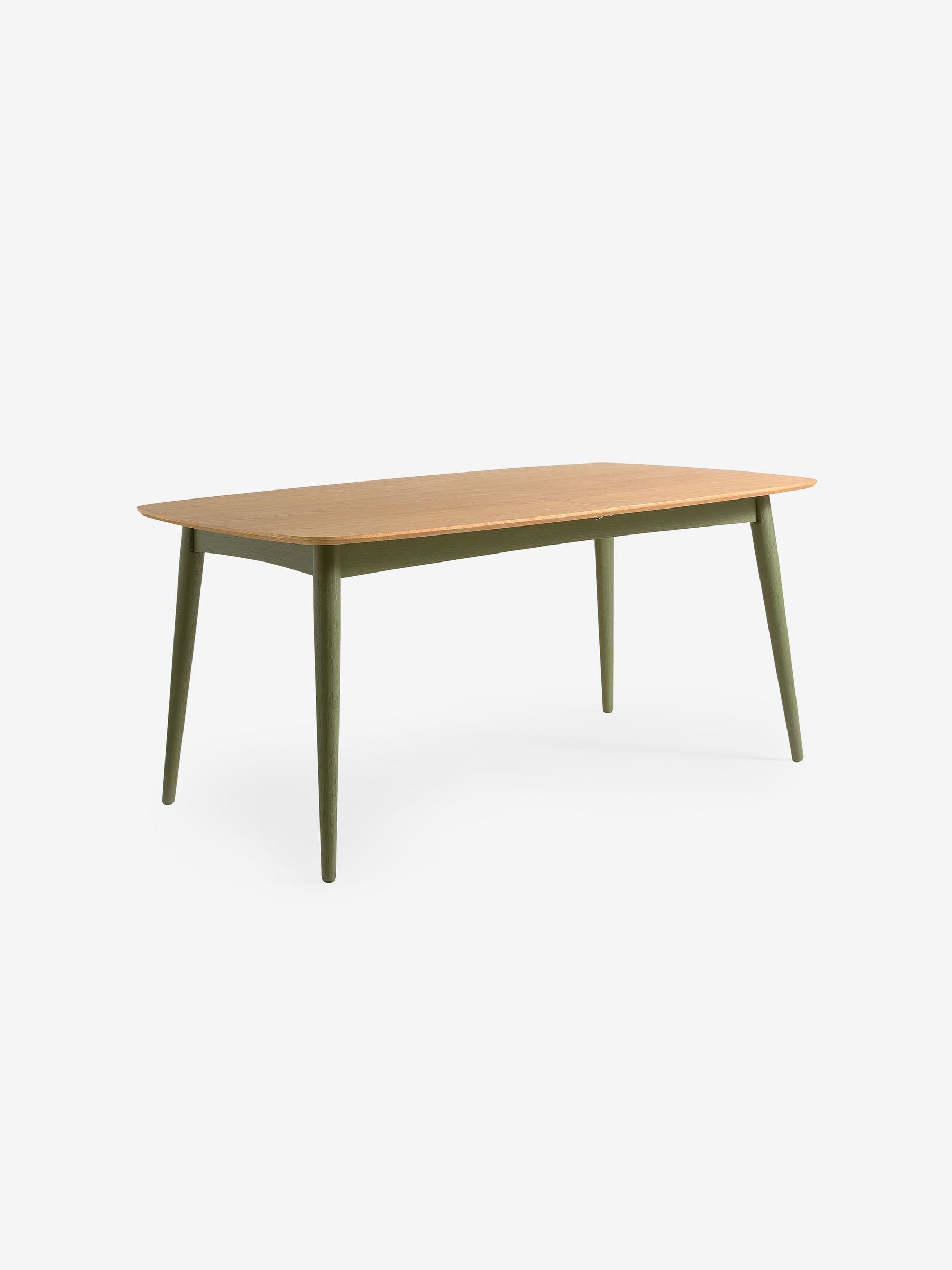 Oak and Green Legs Deauville Rectangular 6 to 8 Seater Extending Dining Table - Image 7 of 7